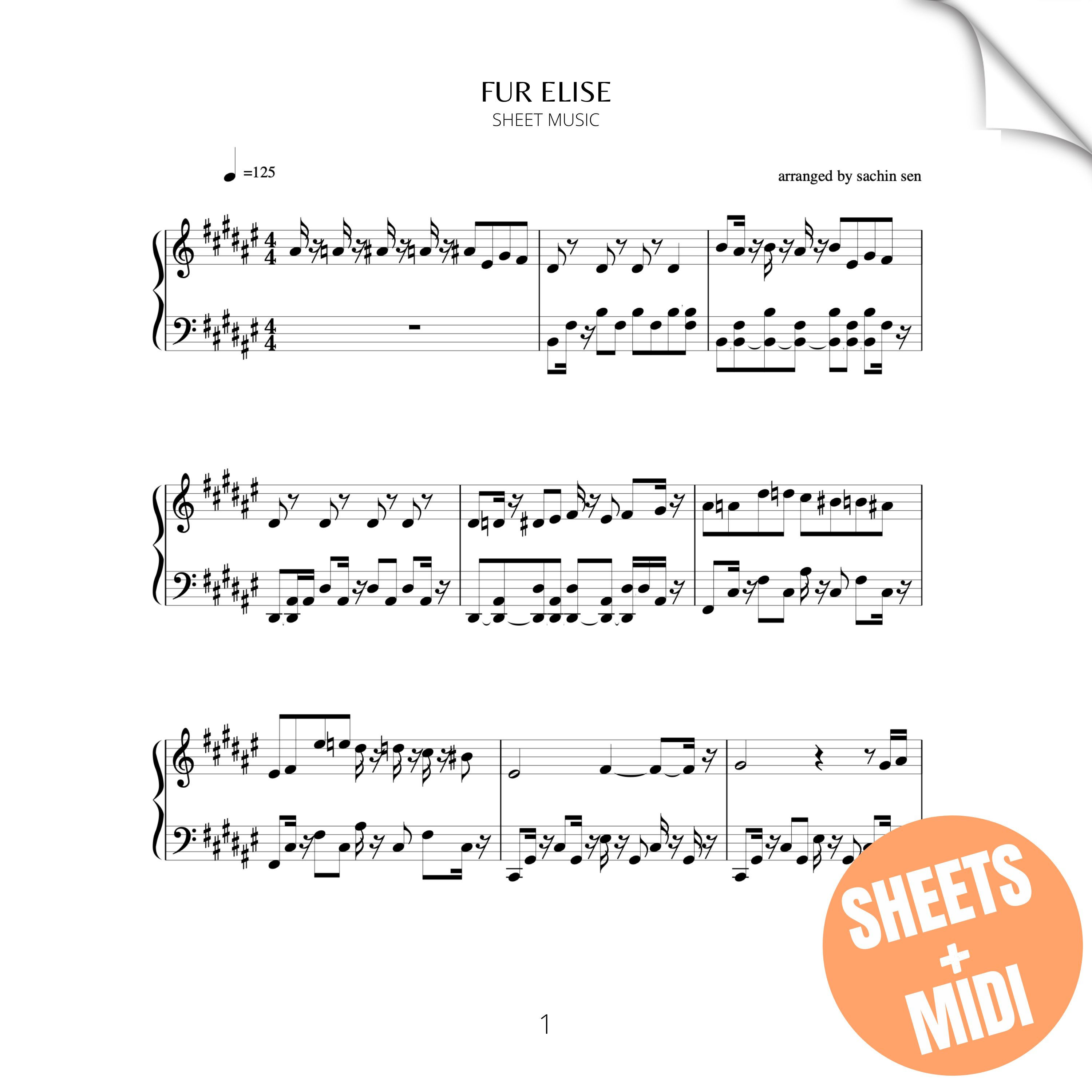 Fur Elise (SHEET MUSIC & MIDI).