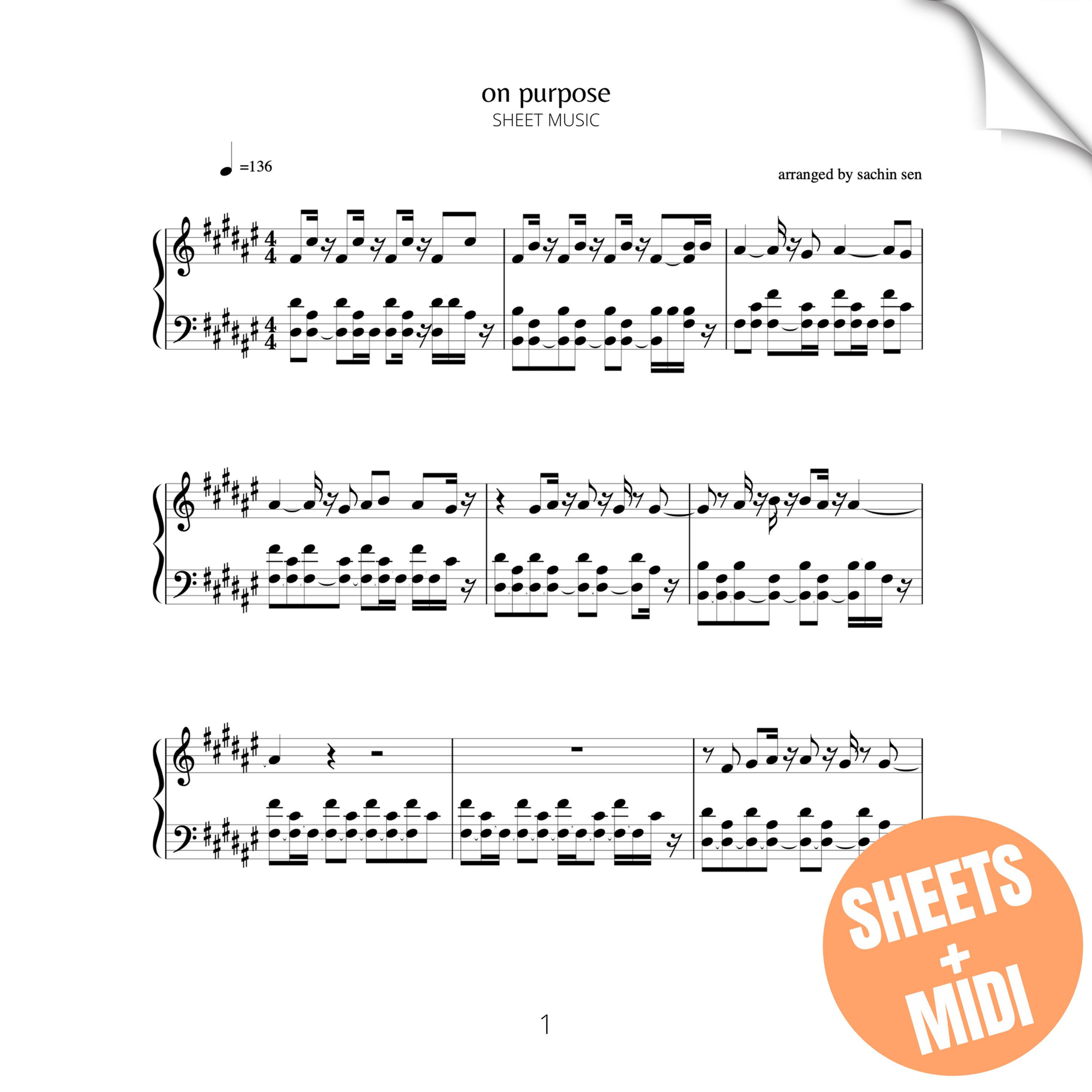 on purpose (SHEET MUSIC & MIDI)