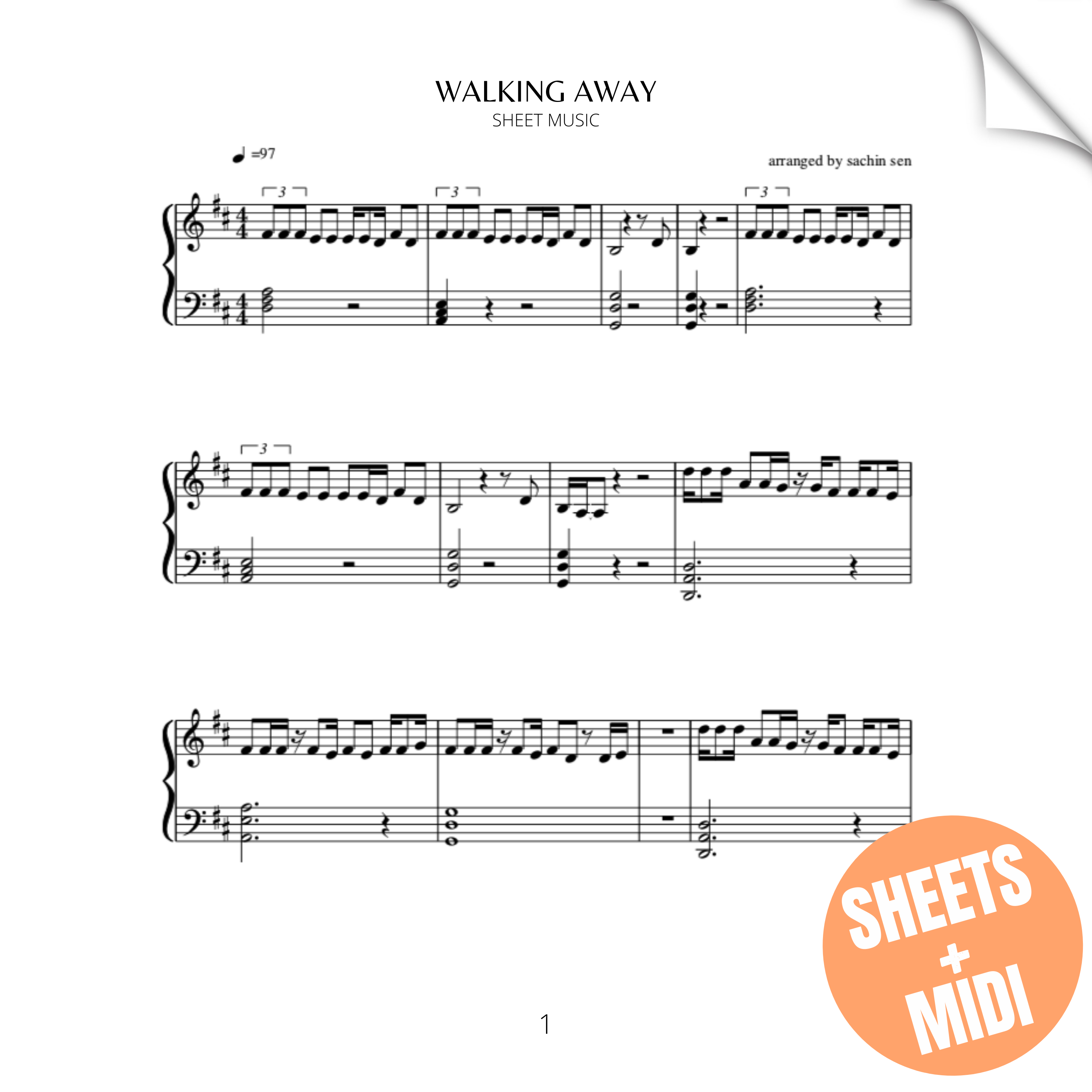 Walking Away (SHEET MUSIC & MIDI)