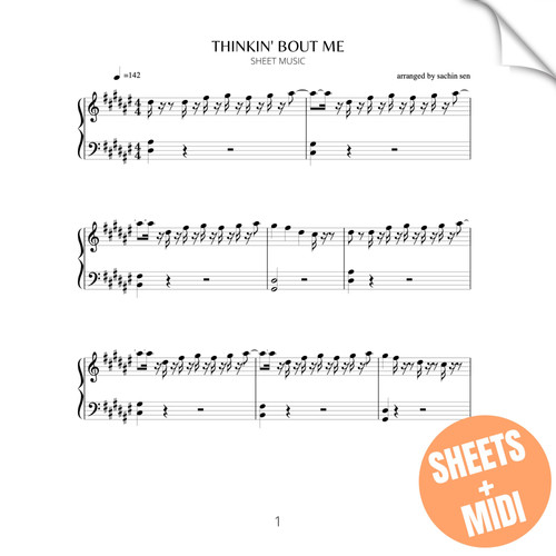 Thinkin’ Bout Me (SHEET MUSIC & MIDI) | Sachin Sen