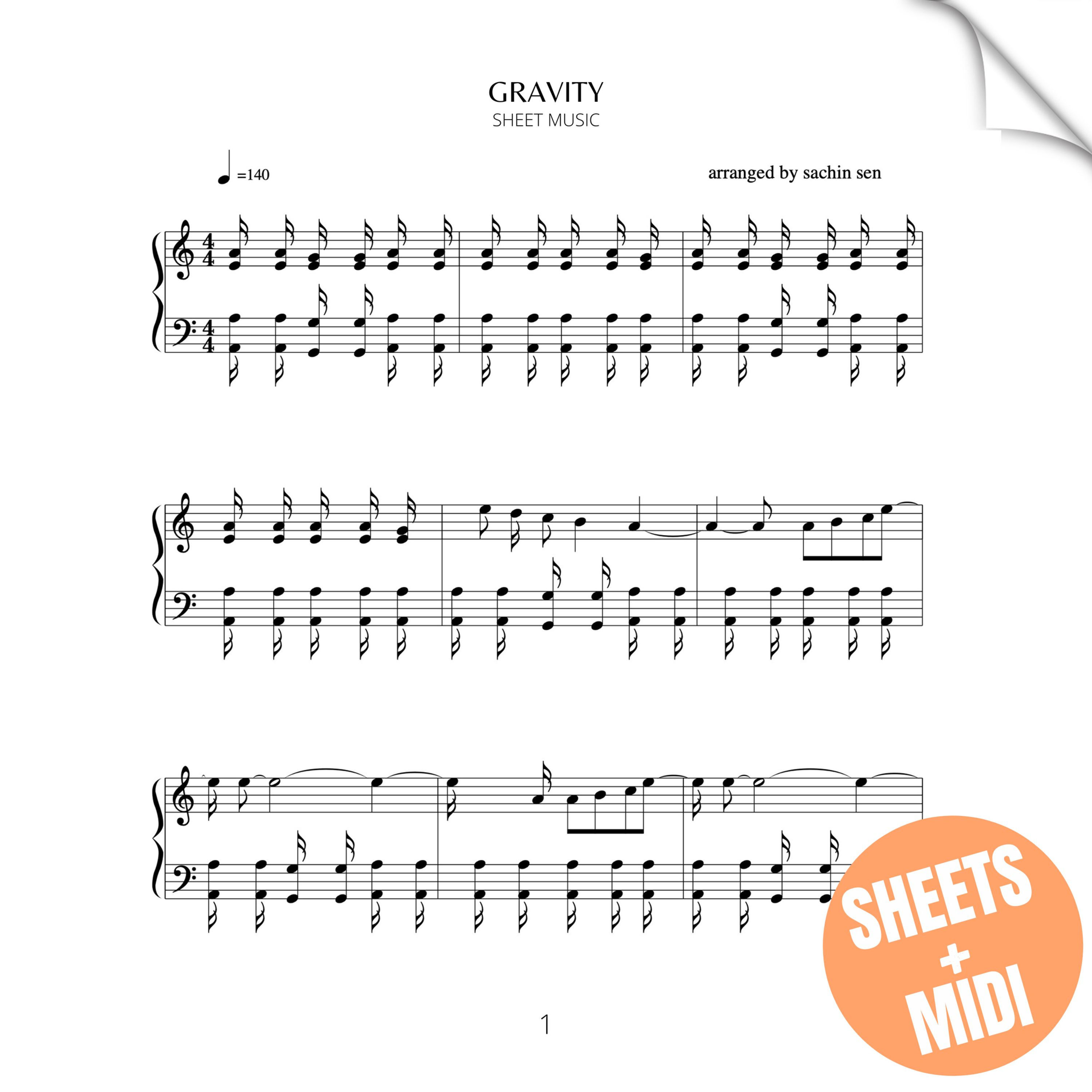 Gravity (SHEET MUSIC & MIDI)