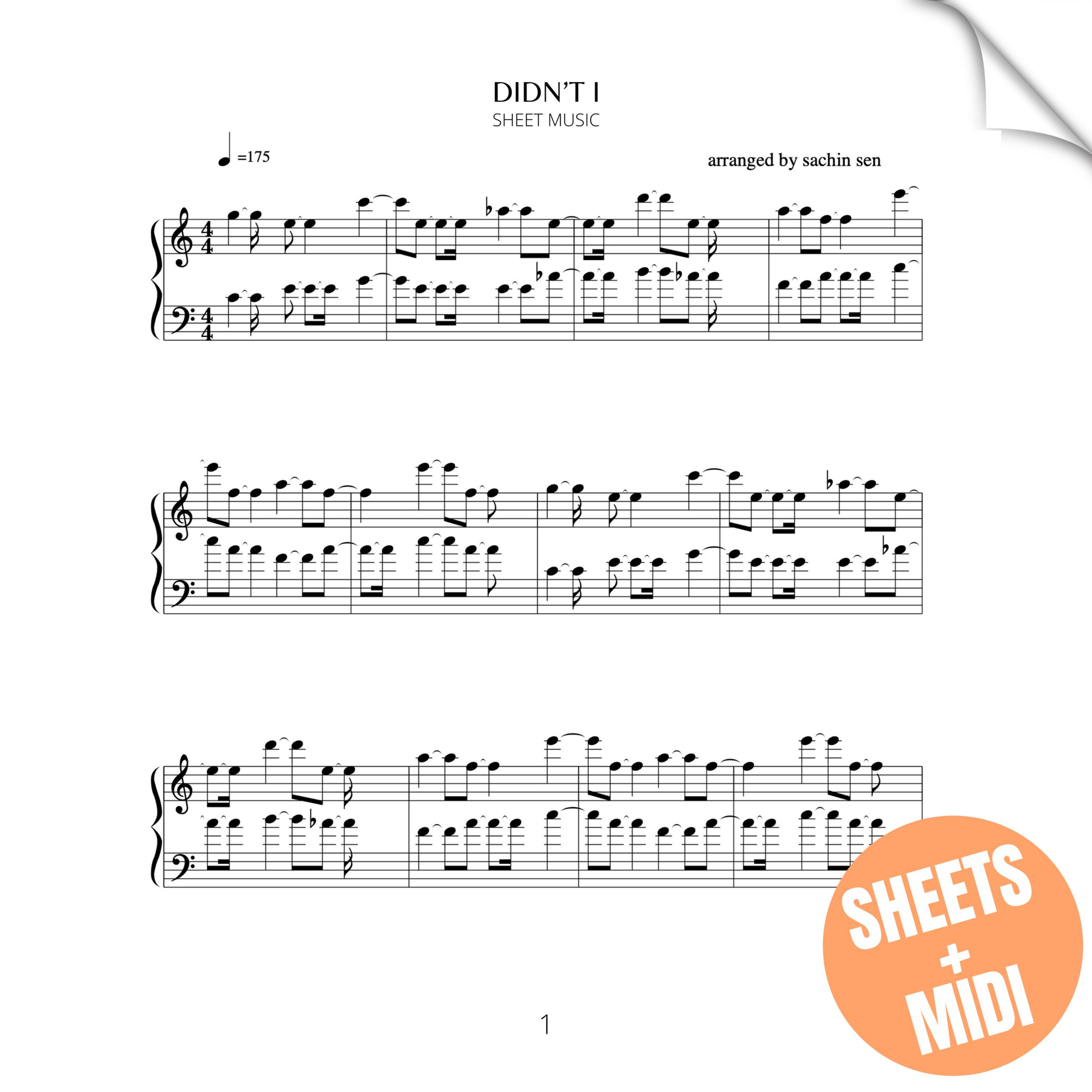 Didn't I (SHEET MUSIC & MIDI)
