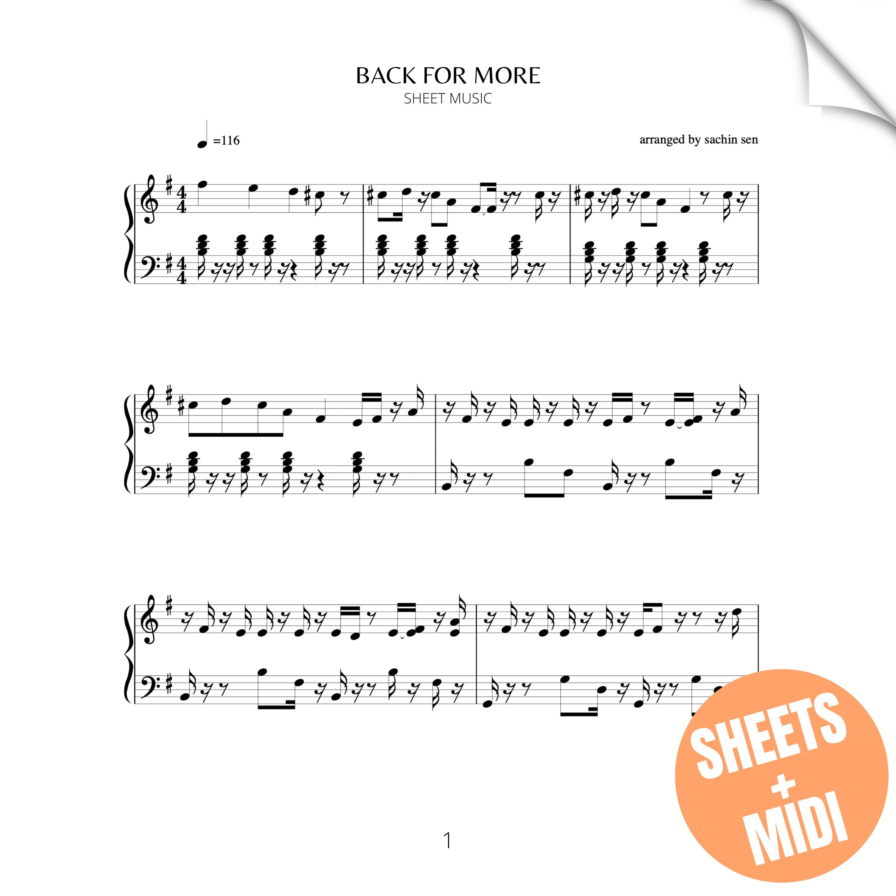 Back for More (SHEET MUSIC & MIDI)