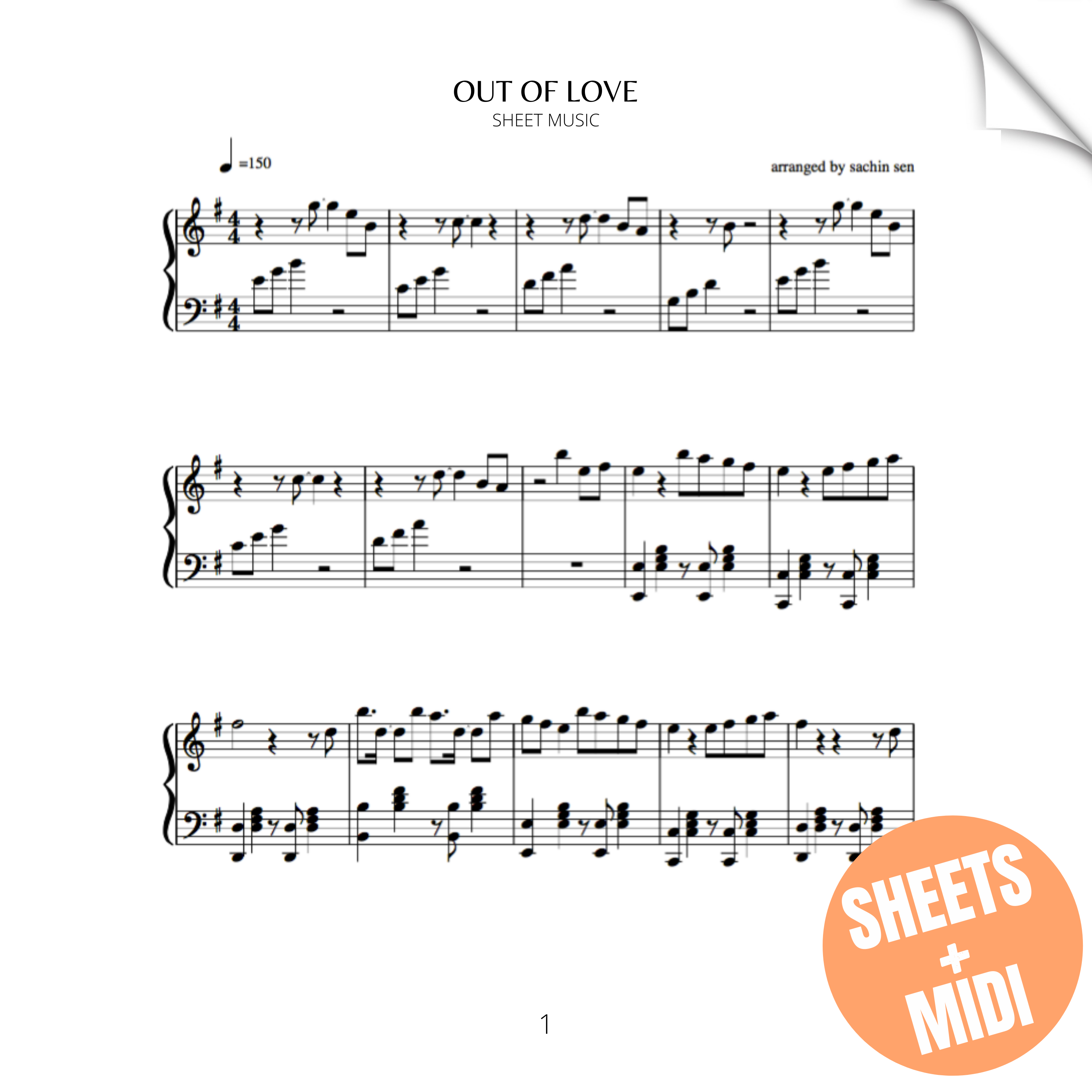 Out Of Love (SHEET MUSIC & MIDI)