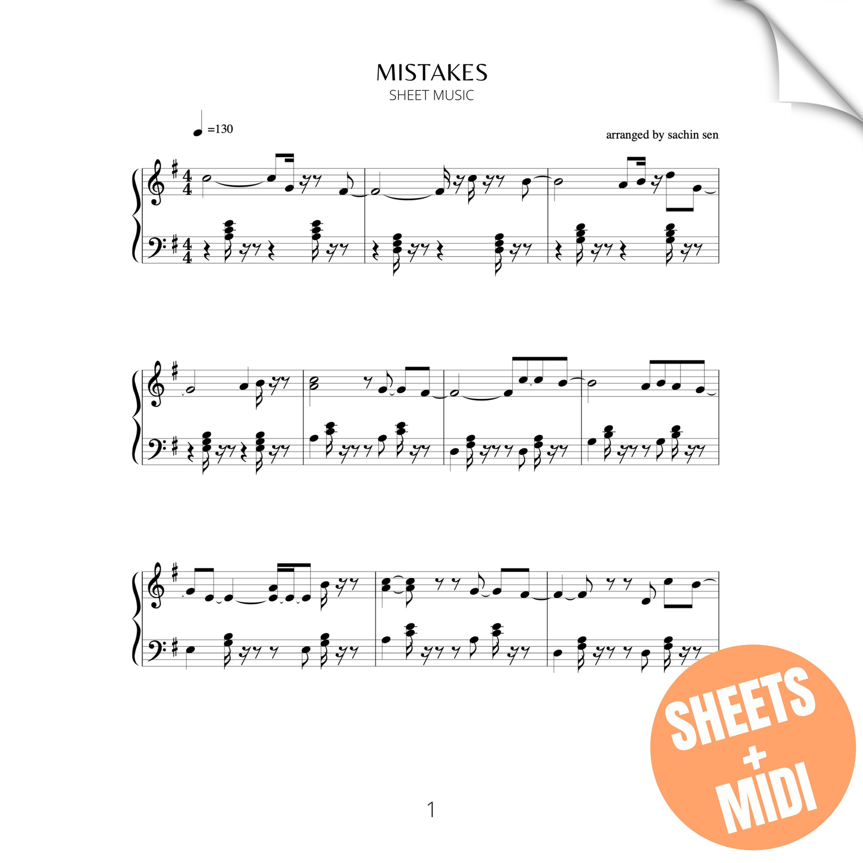 Mistakes (SHEET MUSIC & MIDI)