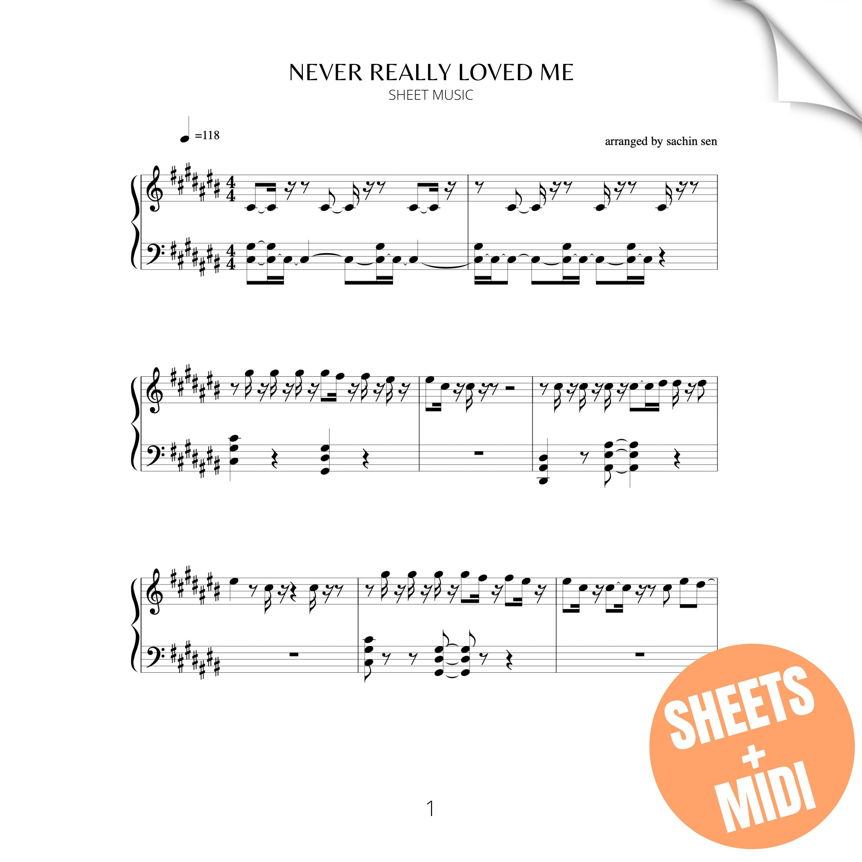 Never Really Loved Me (SHEET MUSIC & MIDI)