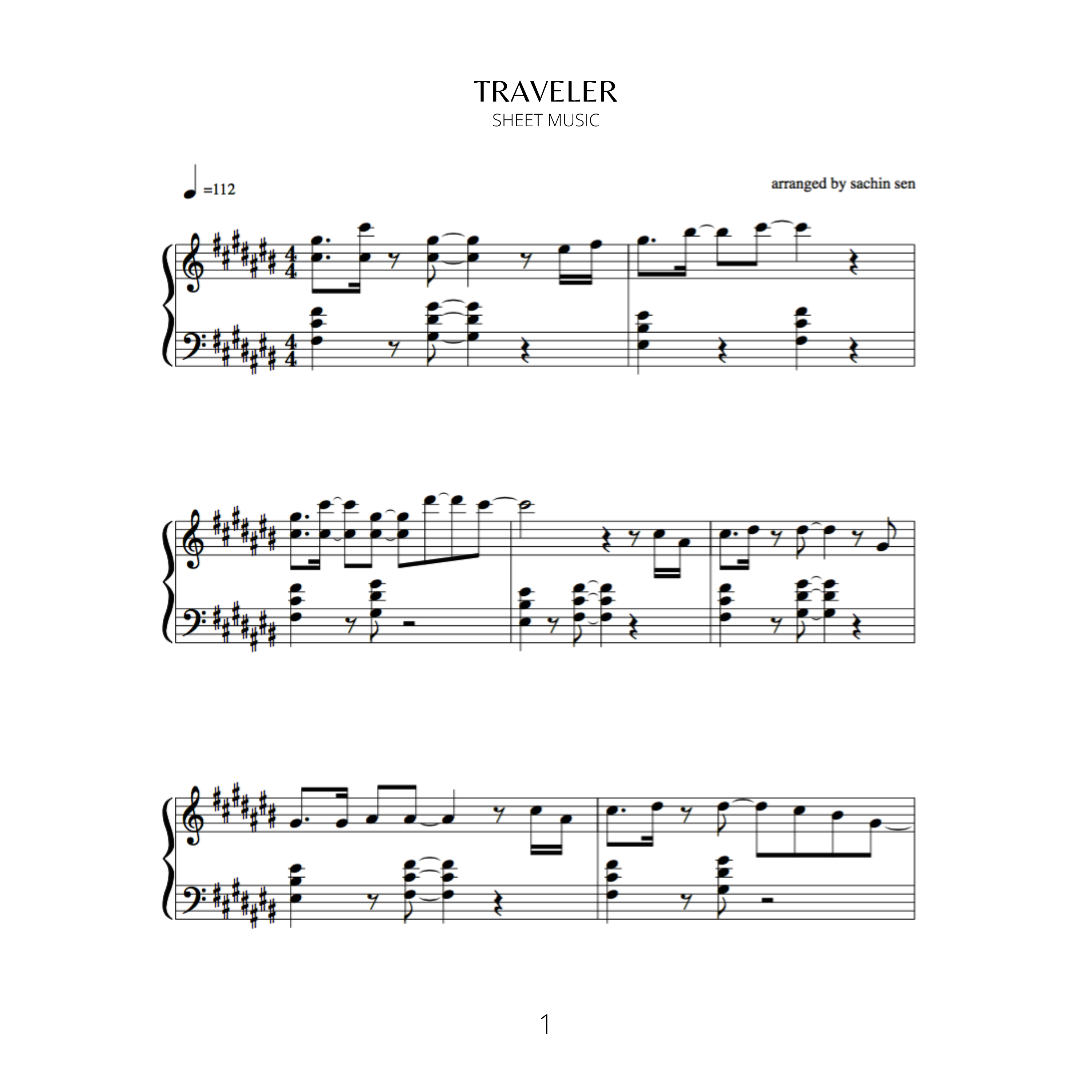 Traveler (SHEET MUSIC & MIDI)