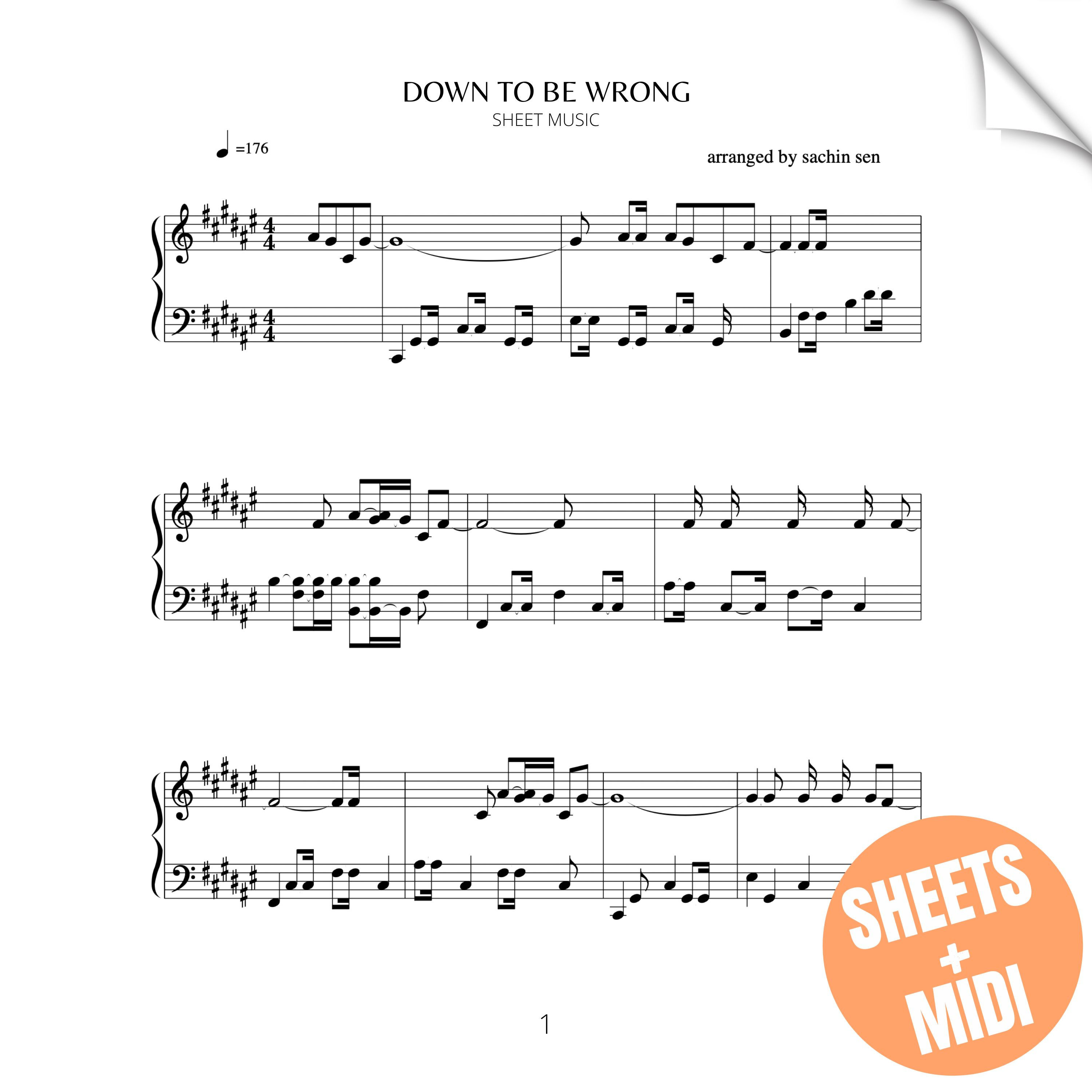 Down to be wrong (SHEET MUSIC & MIDI)
