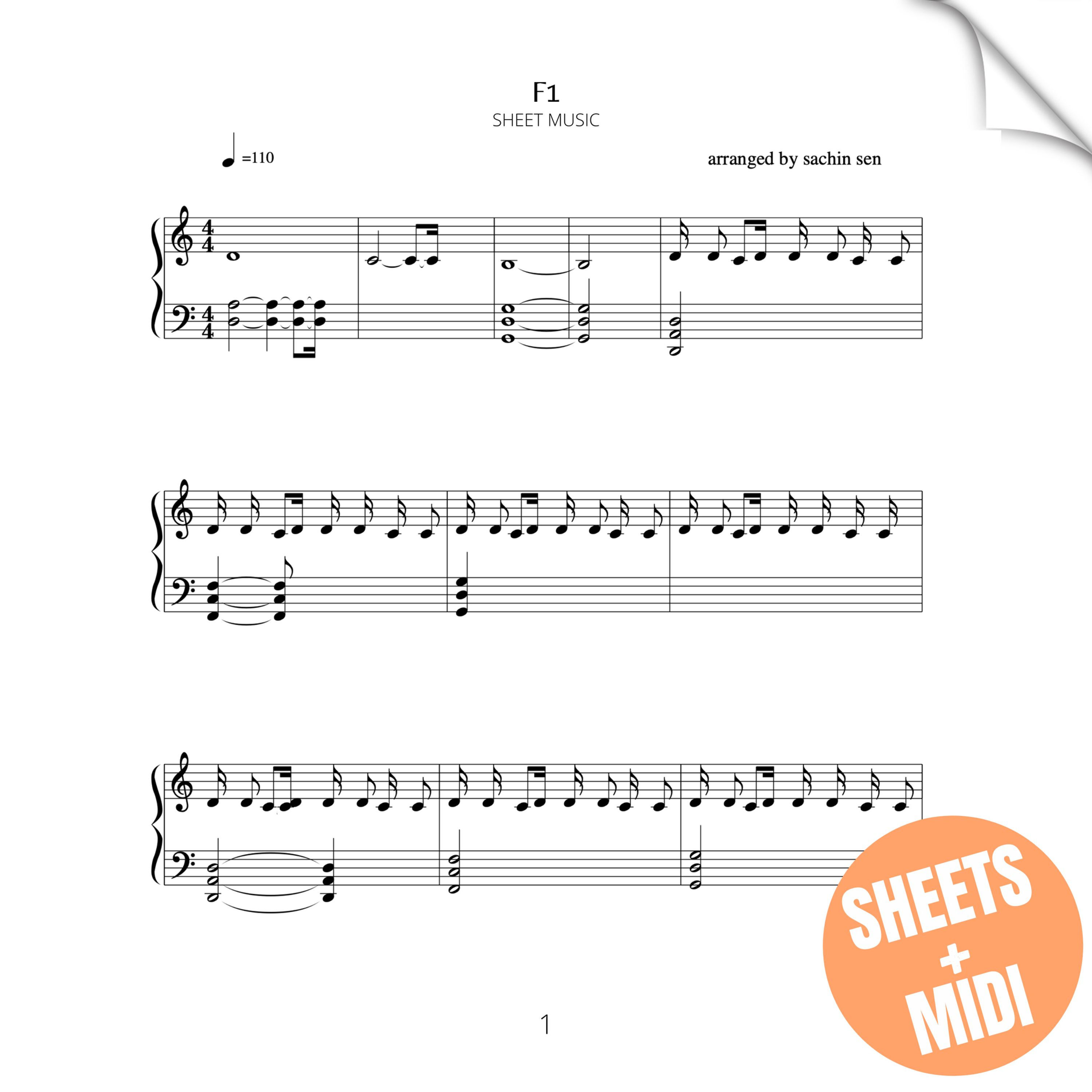 F1 (SHEET MUSIC & MIDI)