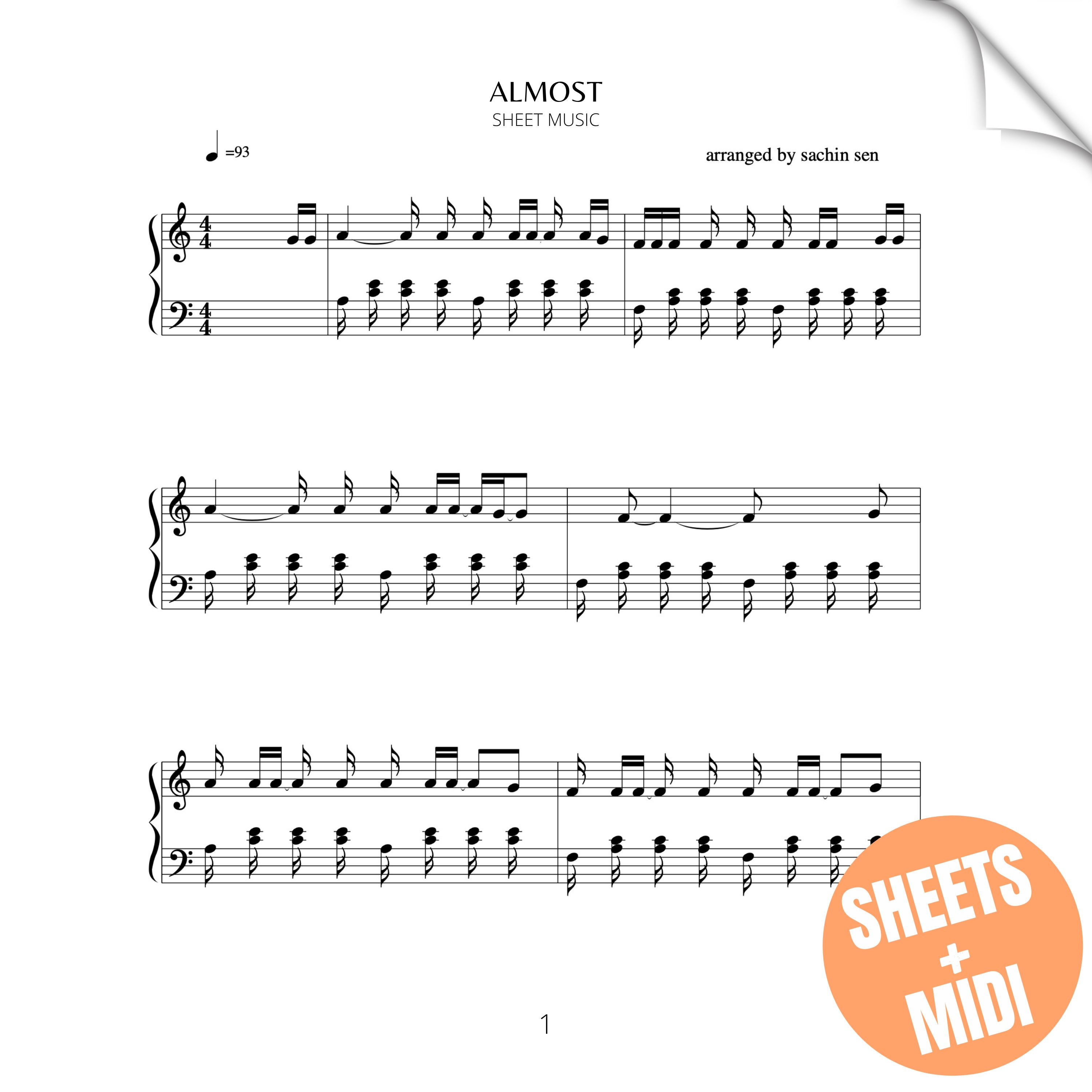Almost (SHEET MUSIC & MIDI)