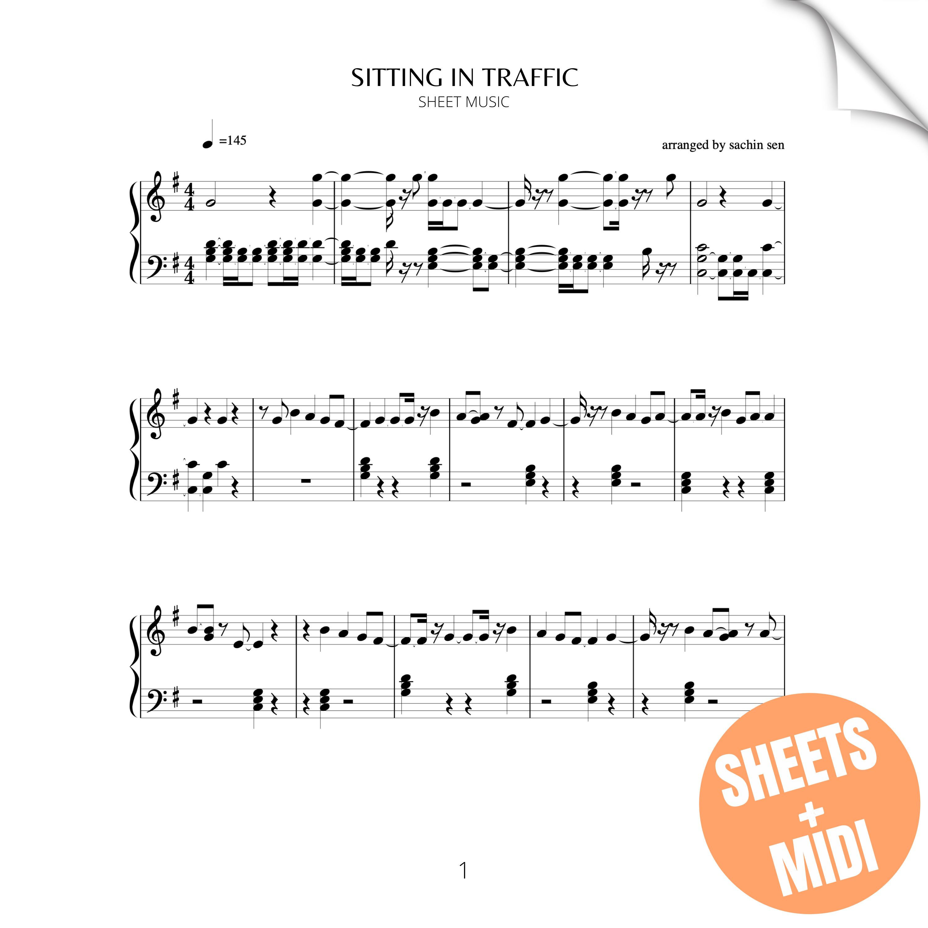 SITTING IN TRAFFIC (SHEET MUSIC & MIDI)