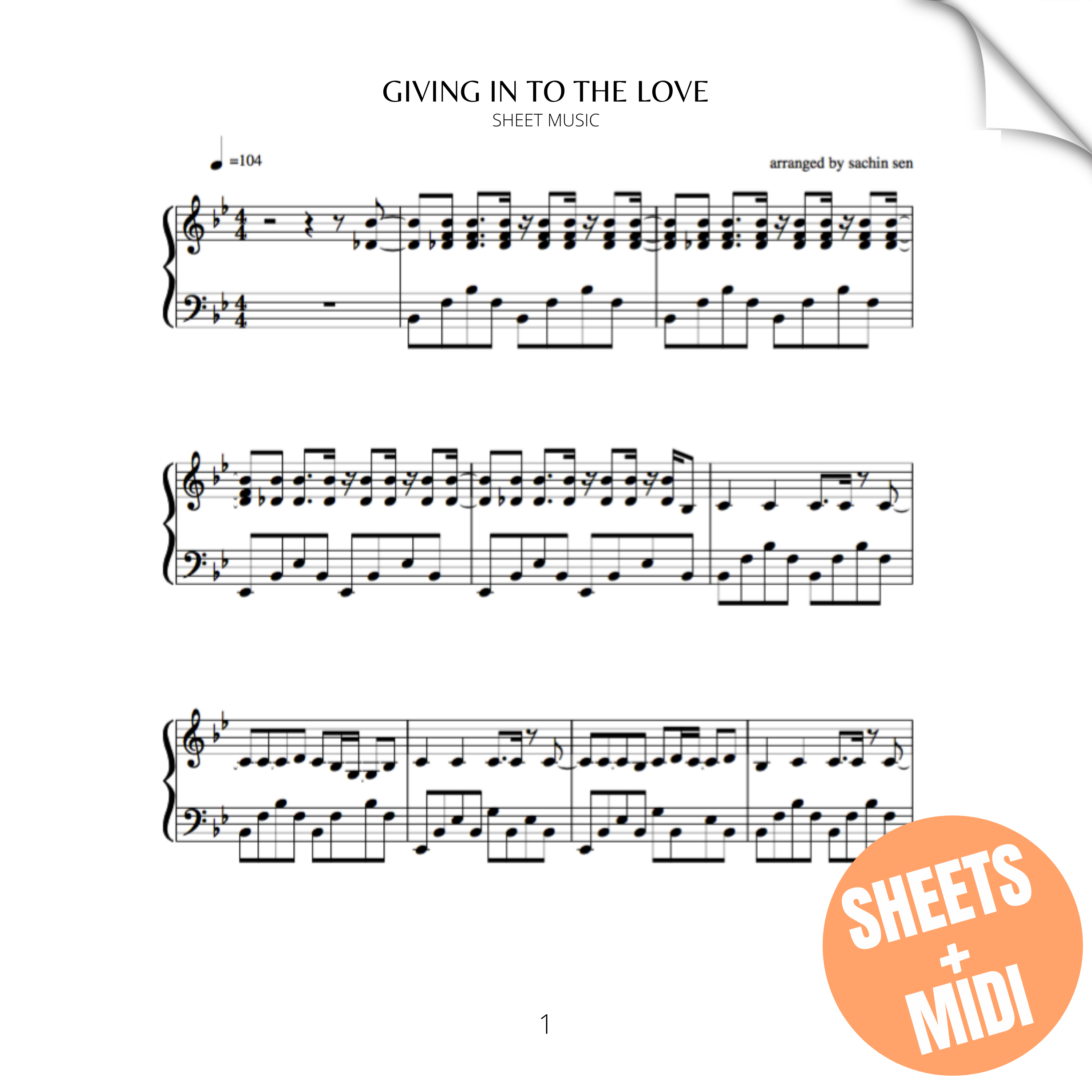 Giving In To The Love (SHEET MUSIC & MIDI)