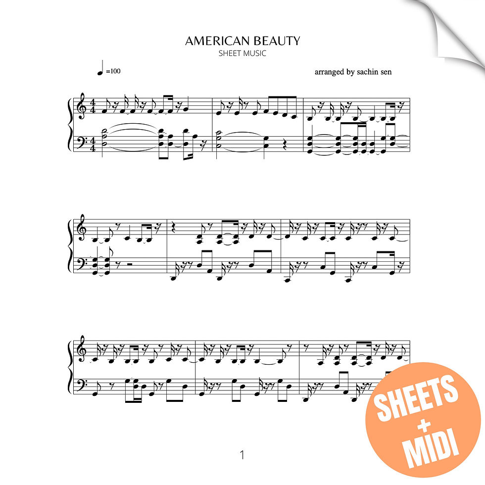 AMERICAN BEAUTY (SHEET MUSIC & MIDI)