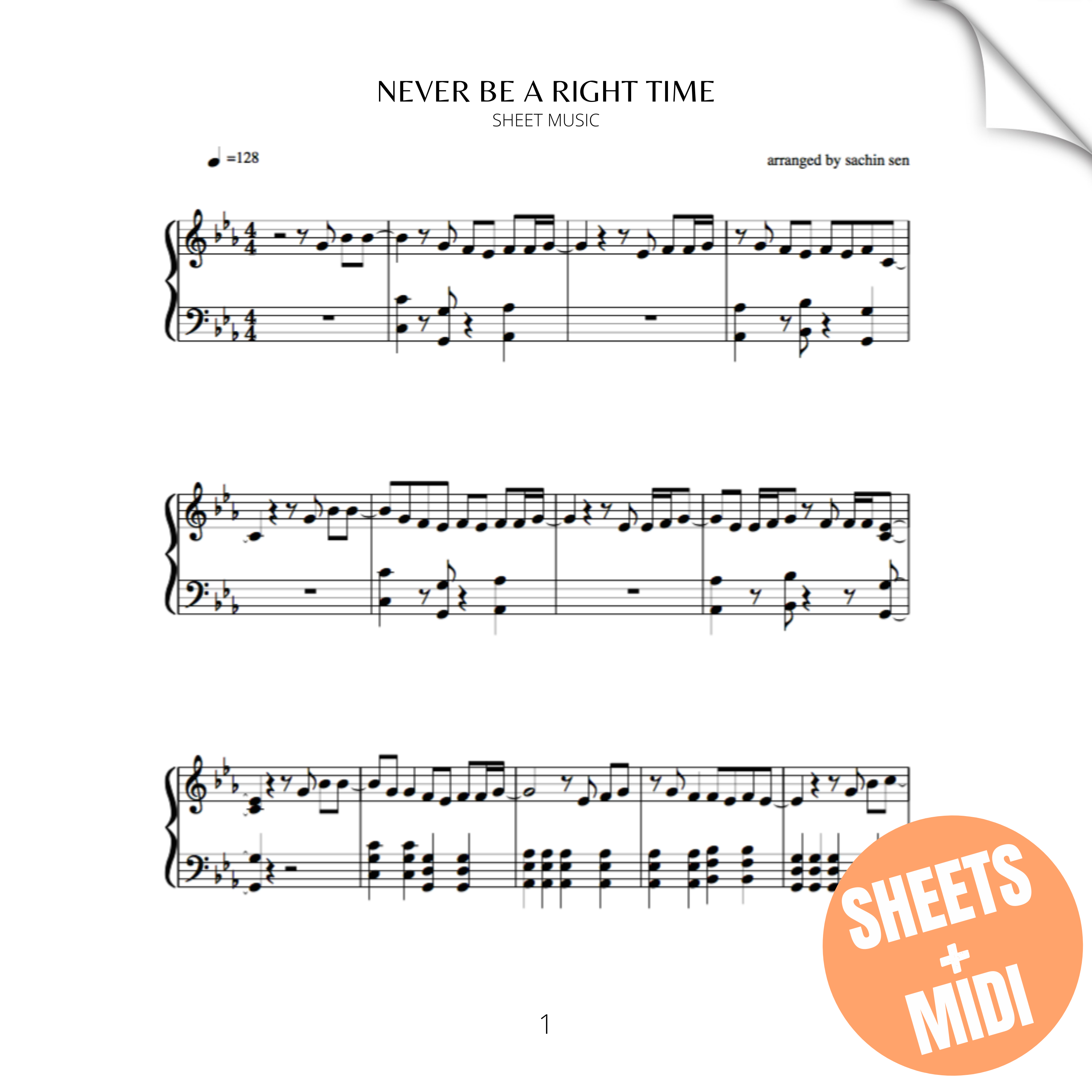 Never be a Right Time (SHEET MUSIC & MIDI)