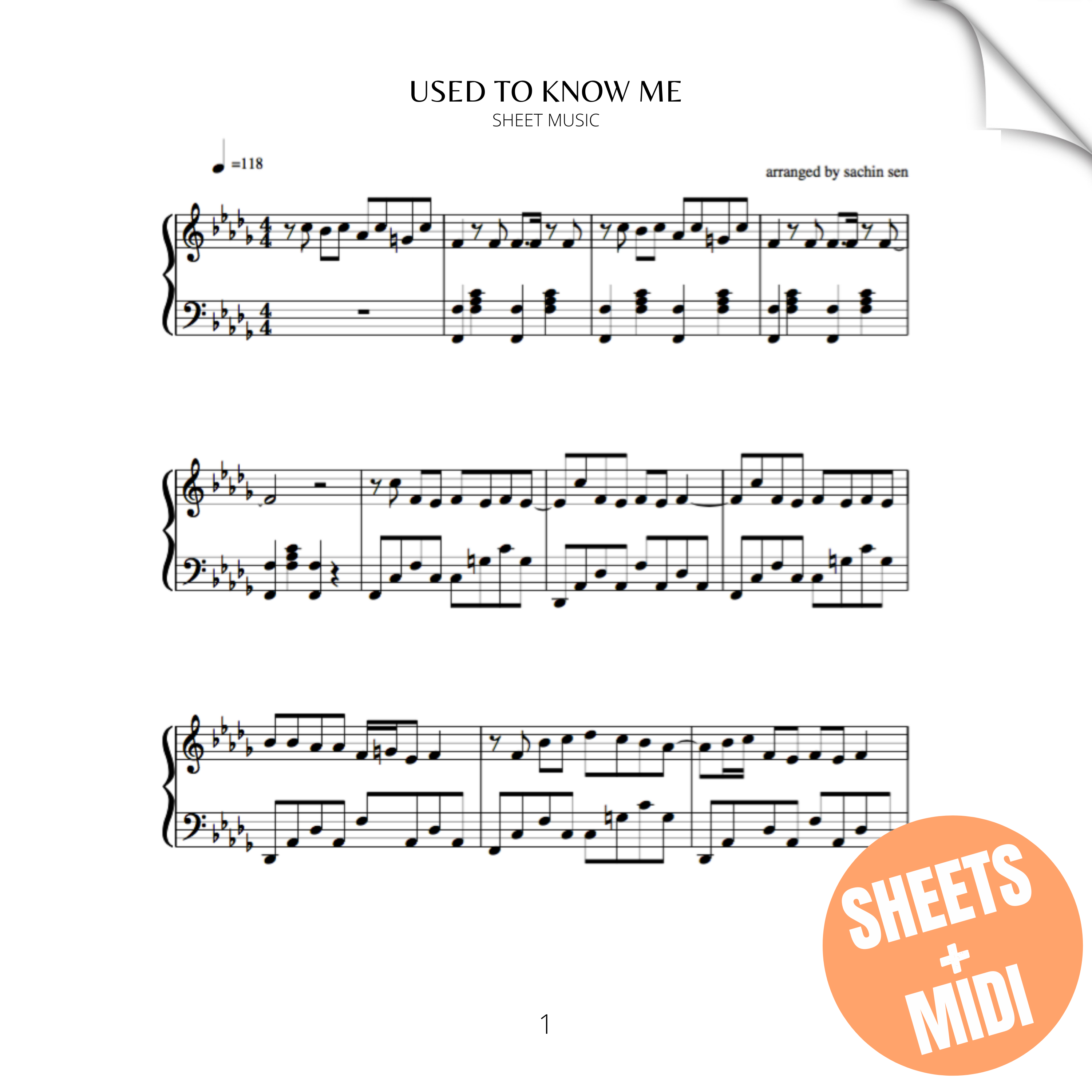 Used To Know Me (SHEET MUSIC & MIDI)