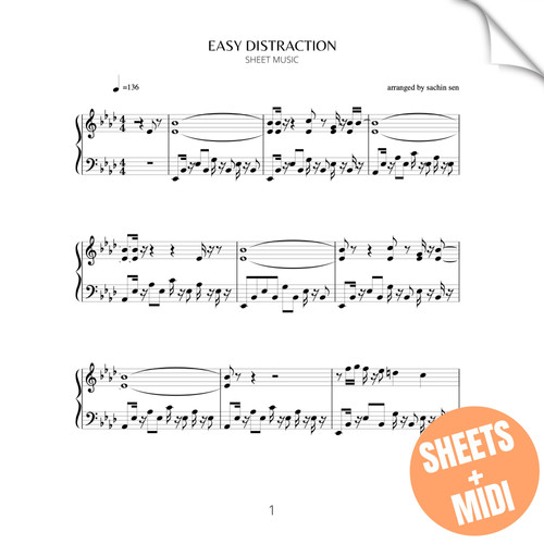 Distraction Sheet Examples Easy Distraction (SHEET MUSIC & MIDI) | Sachin Sen