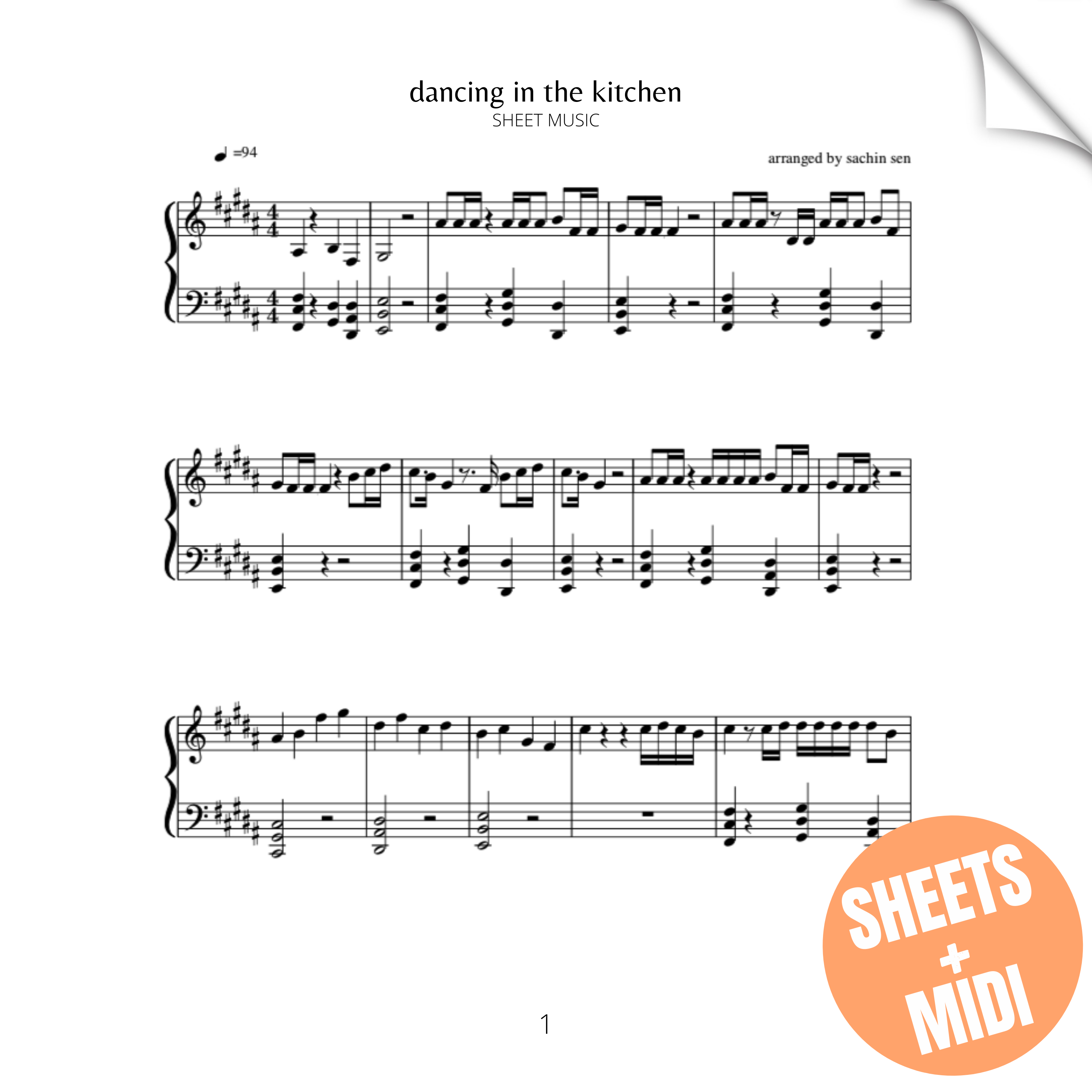 dancing in the kitchen (SHEET MUSIC & MIDI)