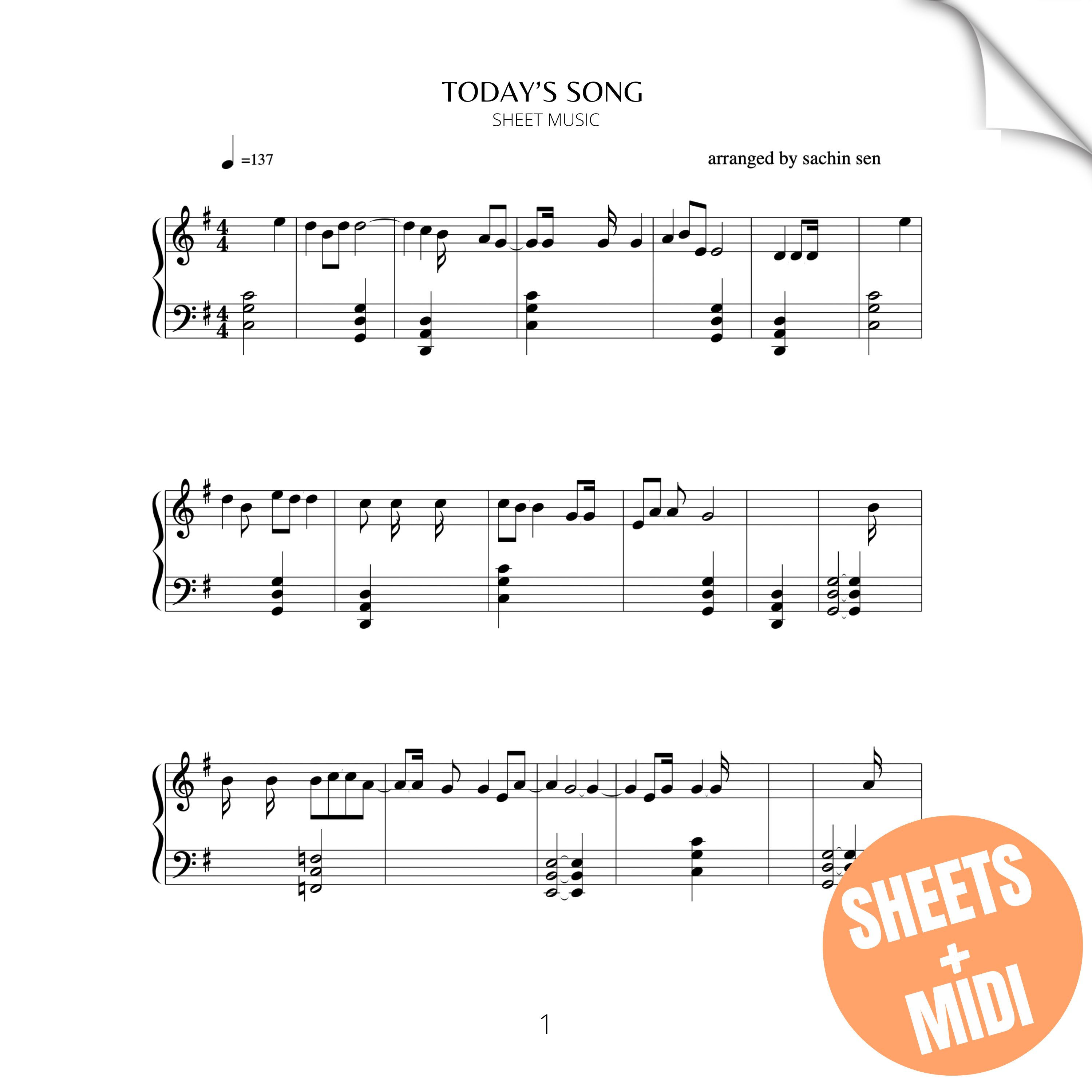 Today's Song (SHEET MUSIC & MIDI)