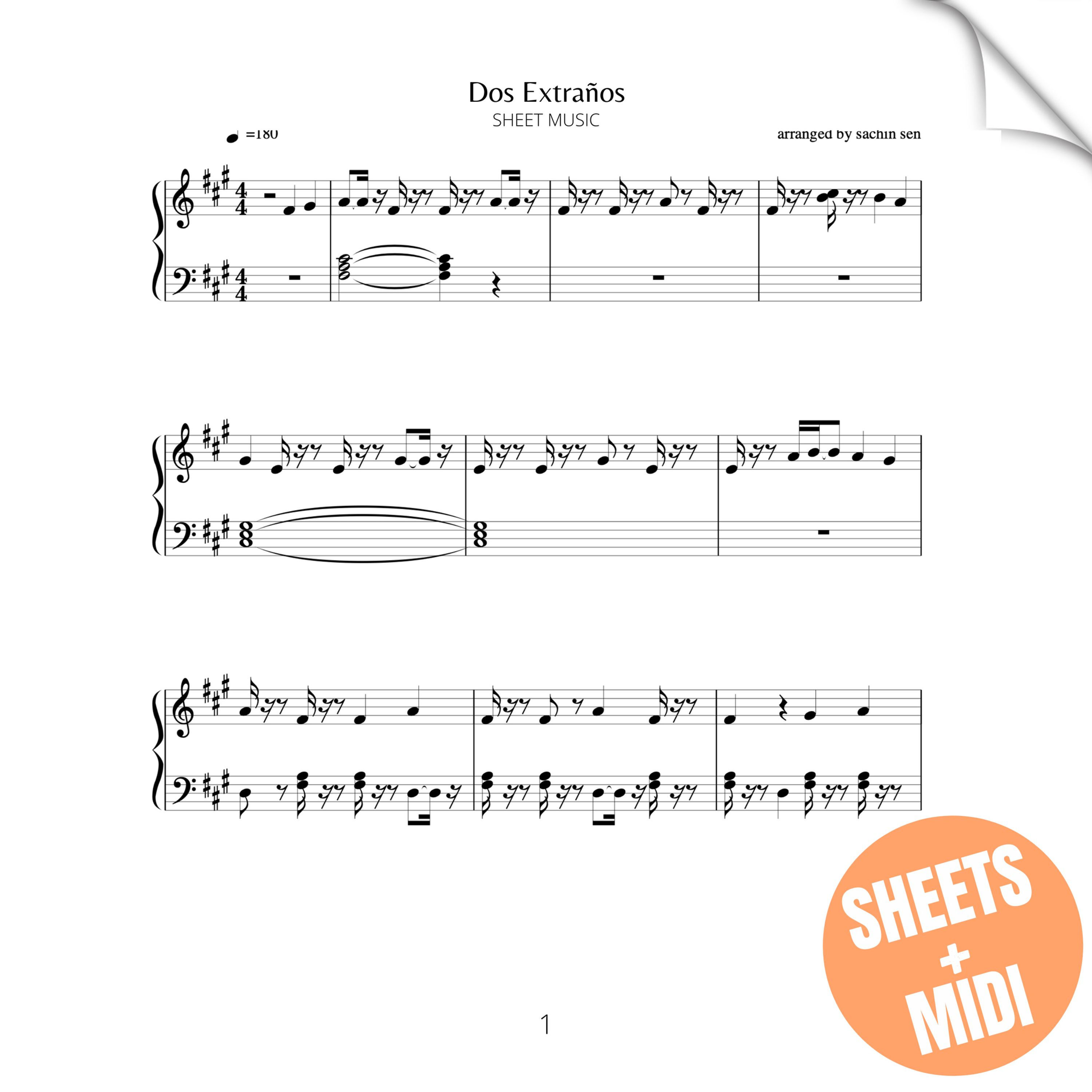 Dos Extraños (SHEET MUSIC & MIDI)