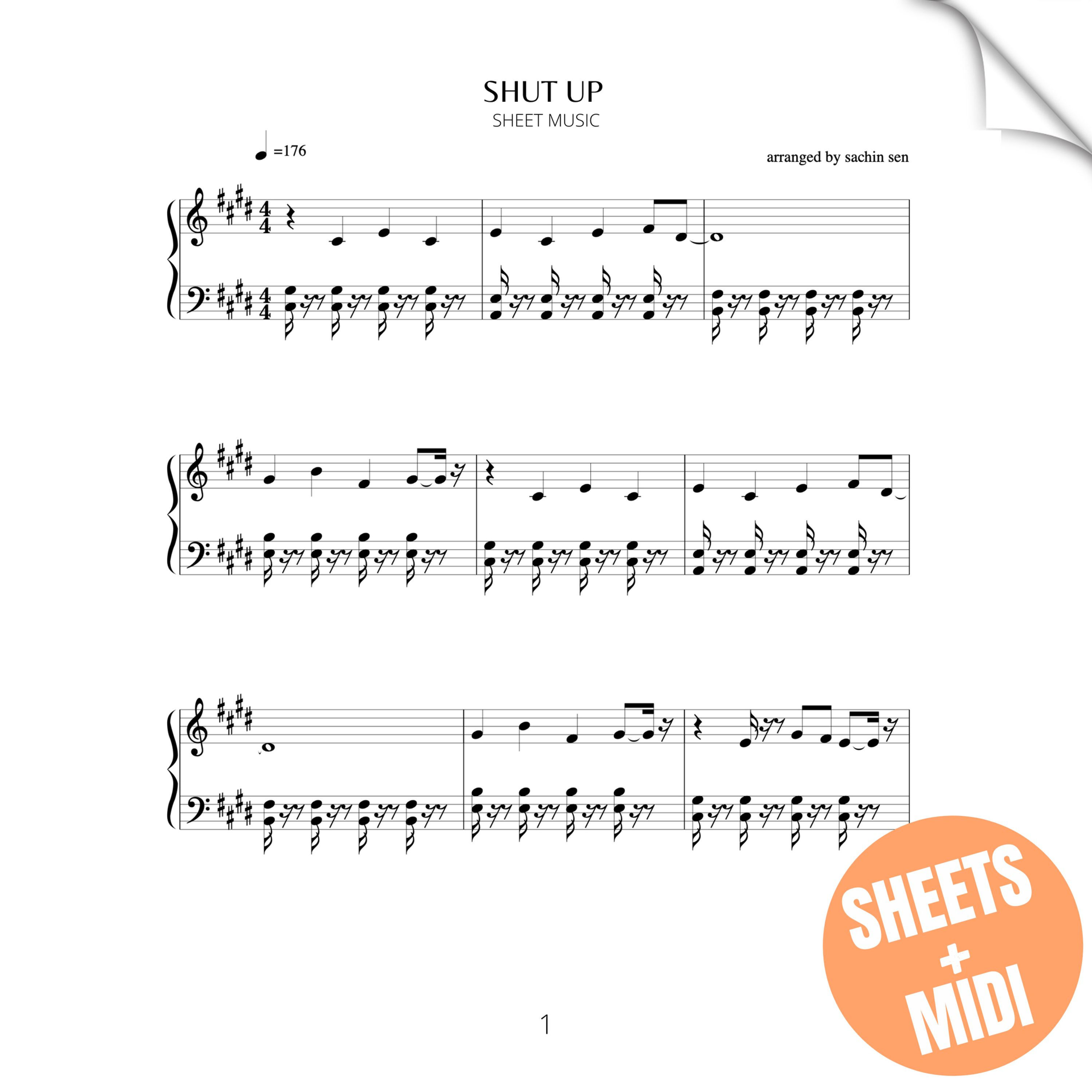 Shut Up (SHEET MUSIC & MIDI)