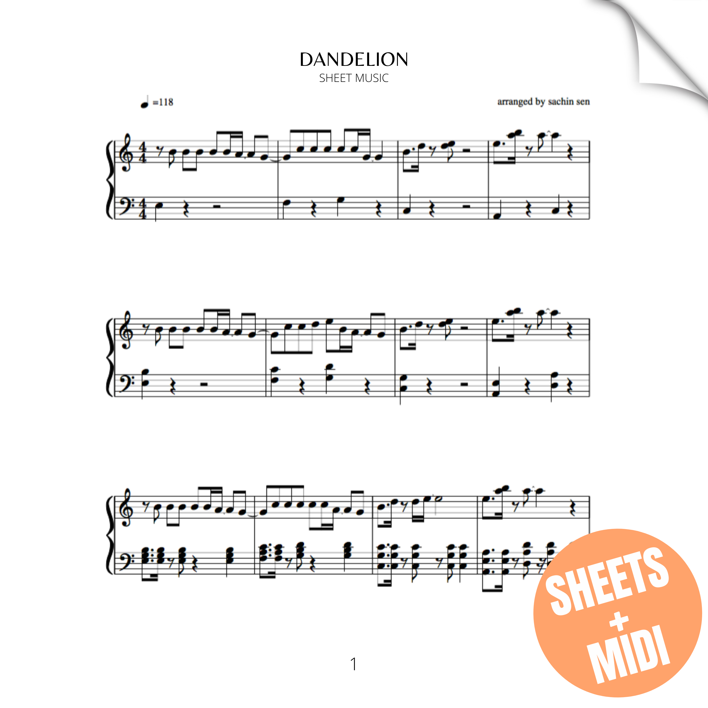Dandelion (SHEET MUSIC & MIDI)