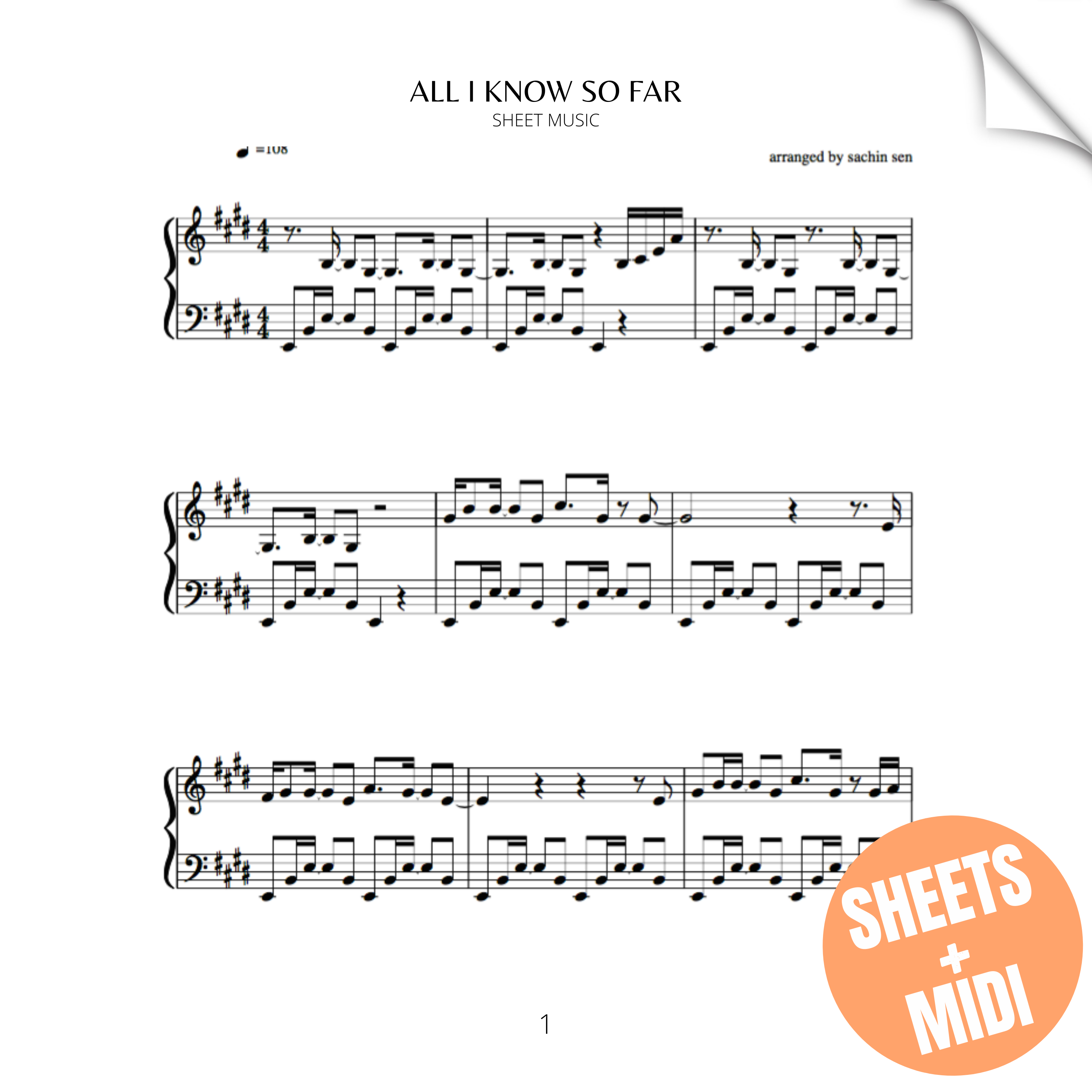 All I Know So Far (SHEET MUSIC & MIDI)