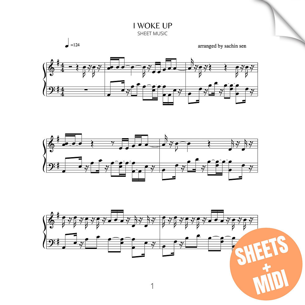 I WOKE UP (SHEET MUSIC & MIDI)