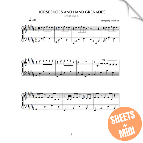 Horseshoes and Hand Grenades (SHEET MUSIC & MIDI) Sachin Sen