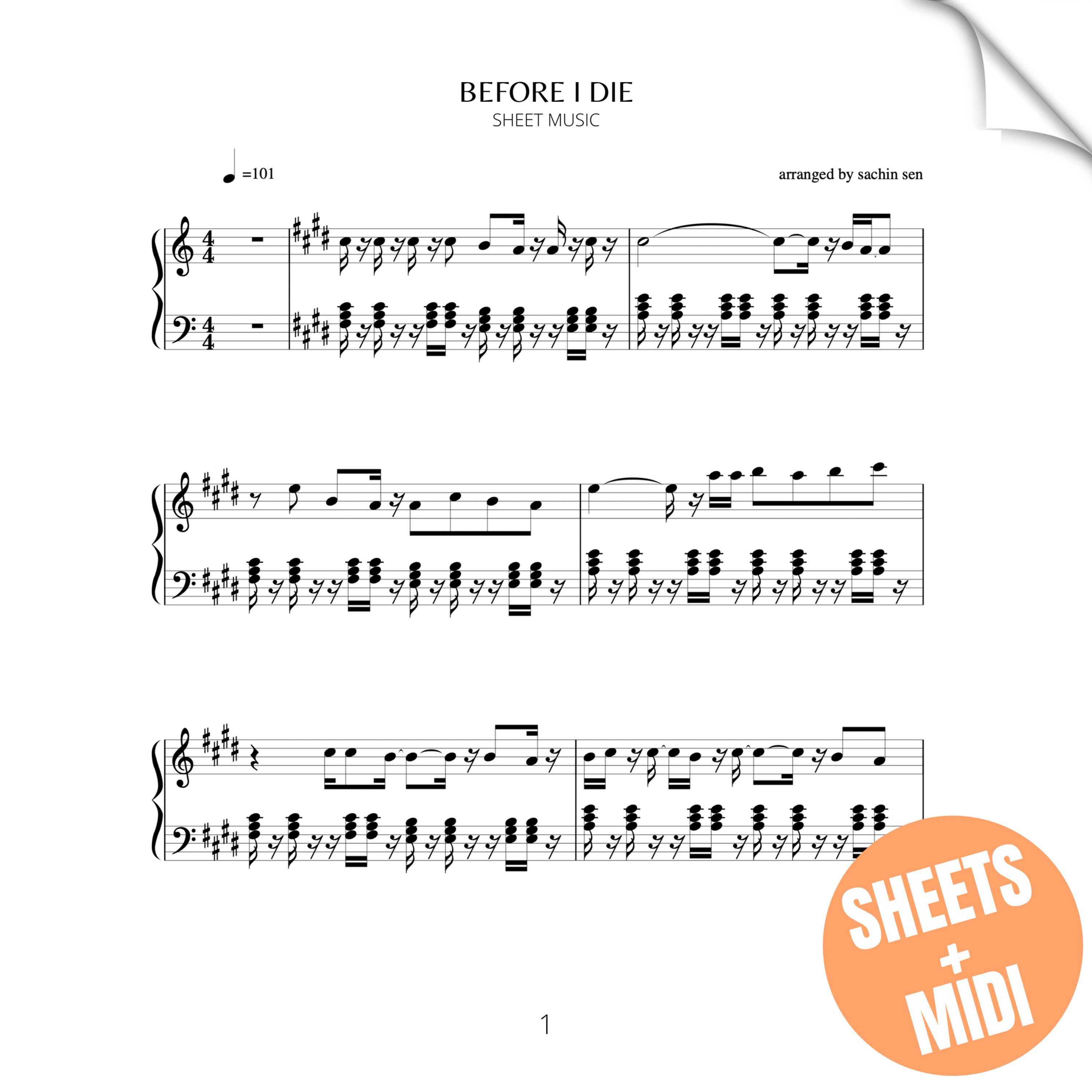 Before I Die (SHEET MUSIC & MIDI)