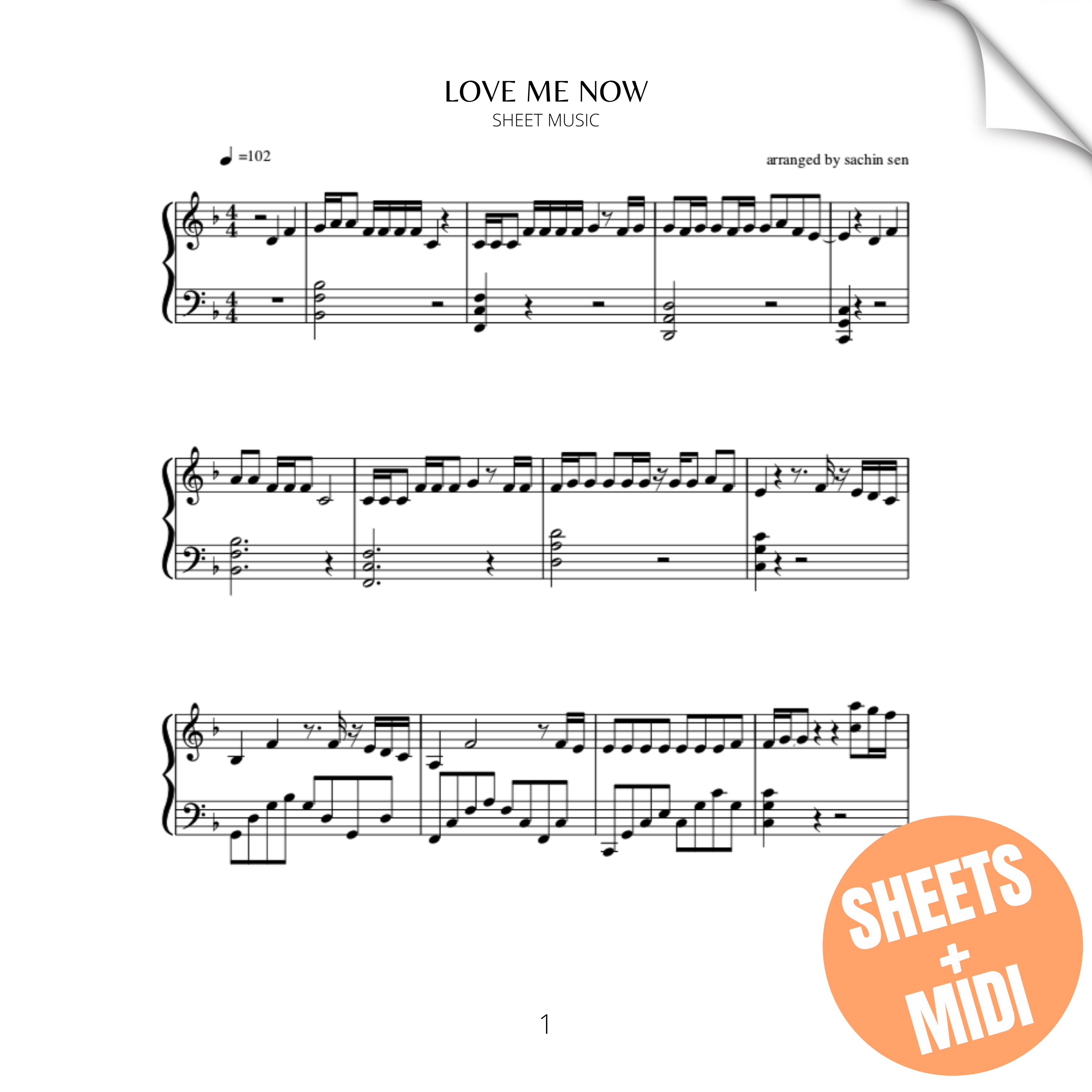 Love Me Now (SHEET MUSIC & MIDI)