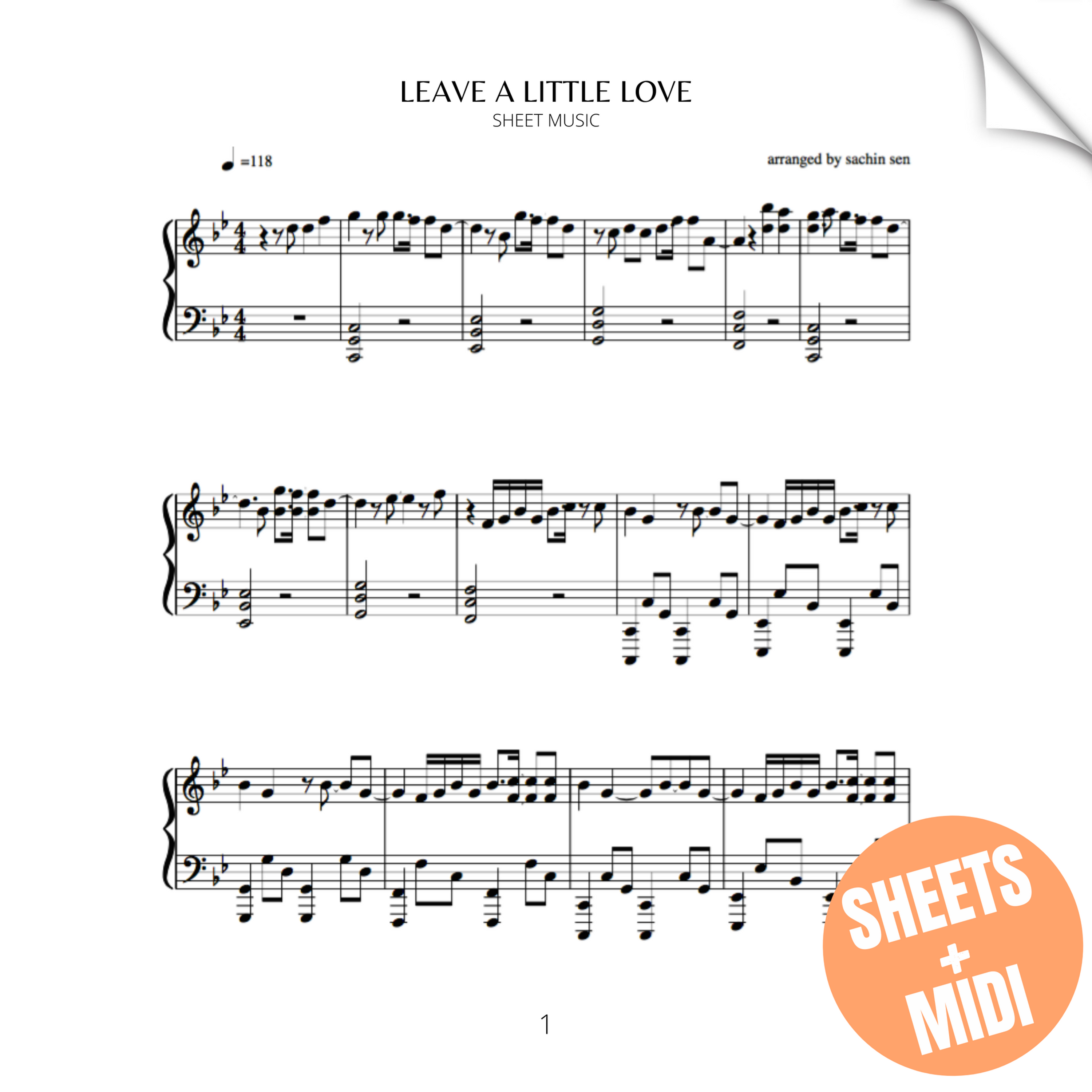 Leave A Little Love (SHEET MUSIC & MIDI)
