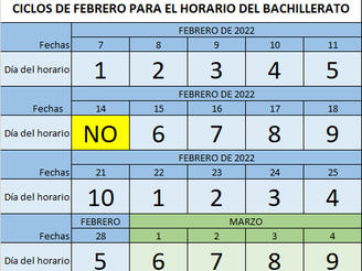 Horarios 2022
