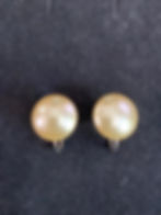 Thumbnail: Signed Richelieu Faux Pearl Screw Back Earrings 