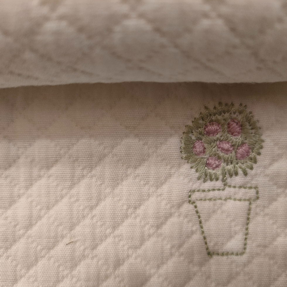 Miniatura: Coperta carrozzina fondo bianco con ricamo piantina Tessilarte