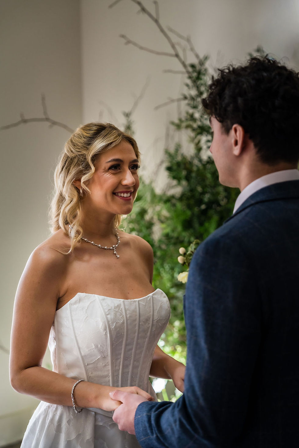 Bride and groom sharing a quiet portrait moment during their ceremony at Kinclune House, full of emotion and connection