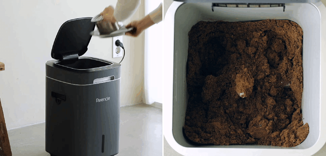 Reencle continuously mix the compost to enhance the natural aeration, encouraging faster microbial fermentation