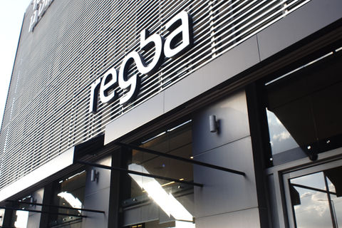 Facade with aluminium awnings and aluminium louvers