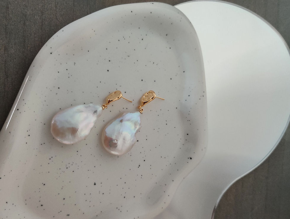 Thumbnail: 35mm Natural Baroque Pearl Teardrop Earrings 
