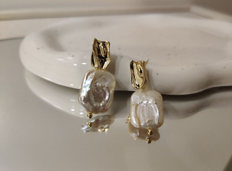Thumbnail: Square Pearl Earrings | Baroque Pearl Earring | Natural Pearls