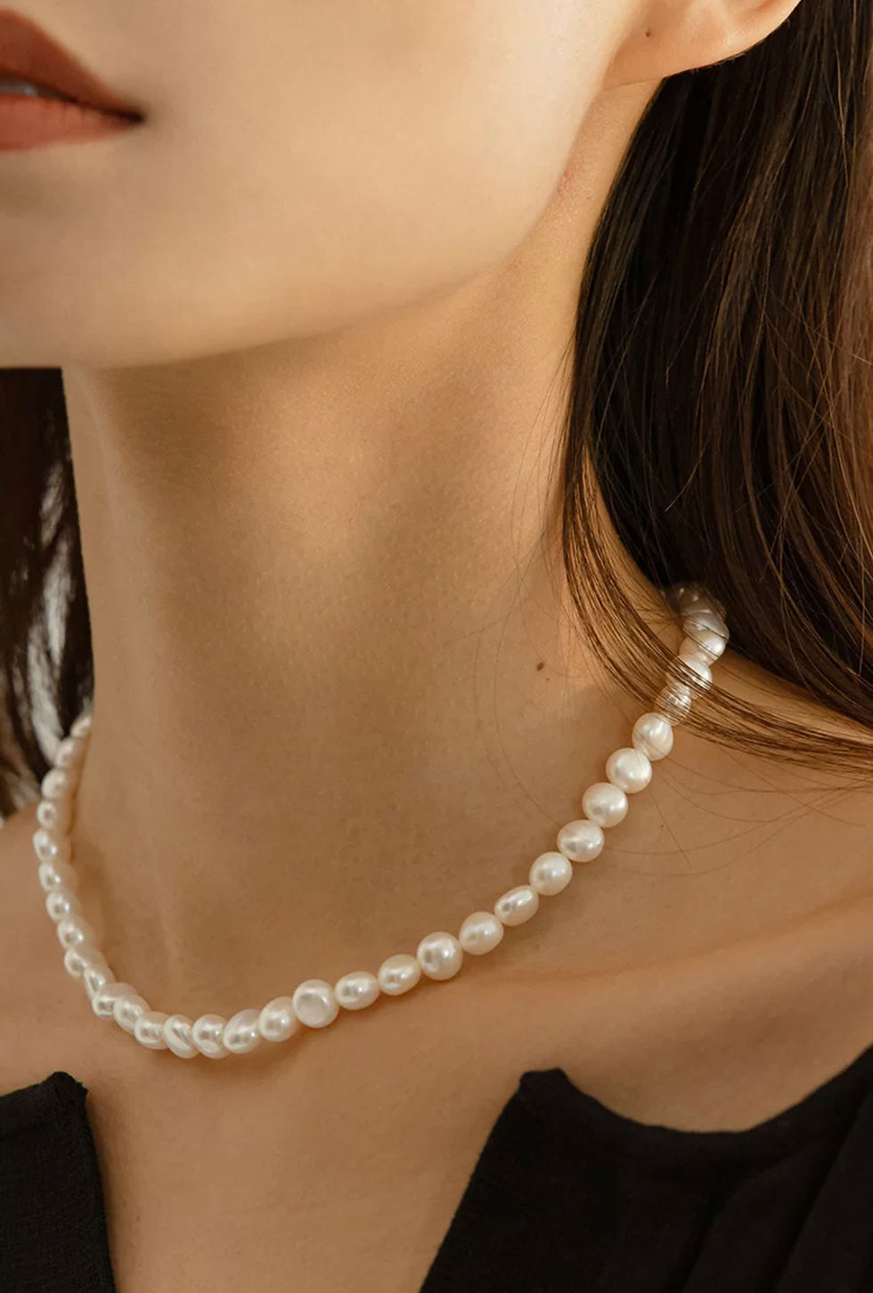 Thumbnail: Genuine Baroque Pearl Choker | 16Inch | 8mm |49-50 Pearls
