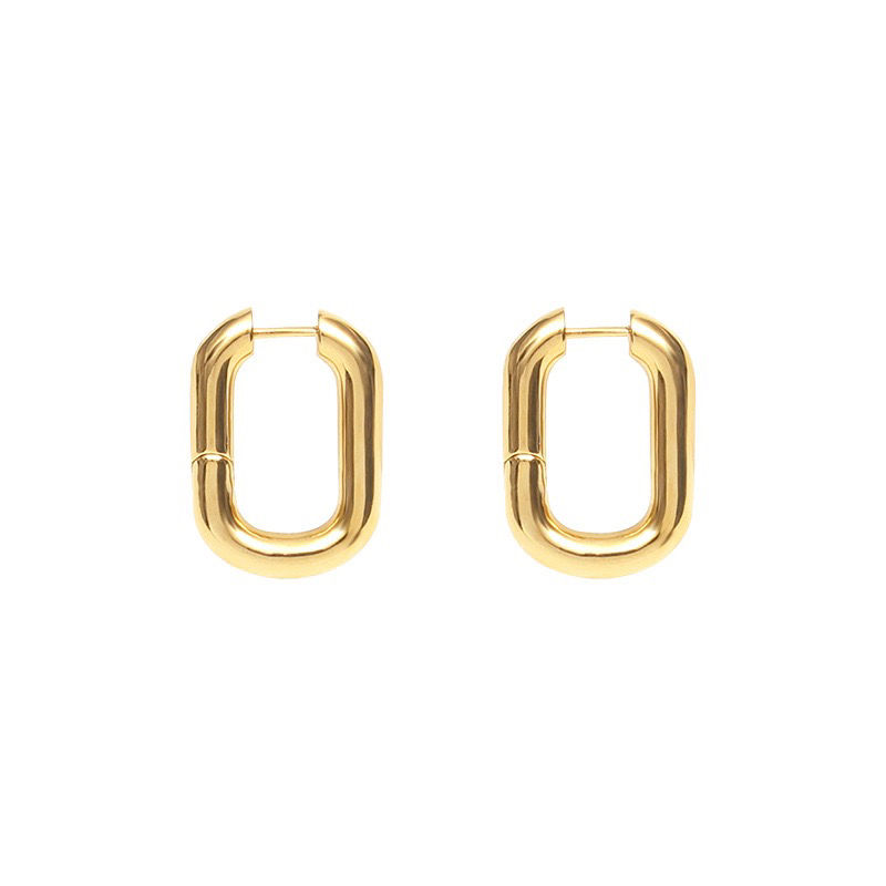 Thumbnail: French Vintage Hoops | Oval Gold Earrings | Oval Silver Earrings 