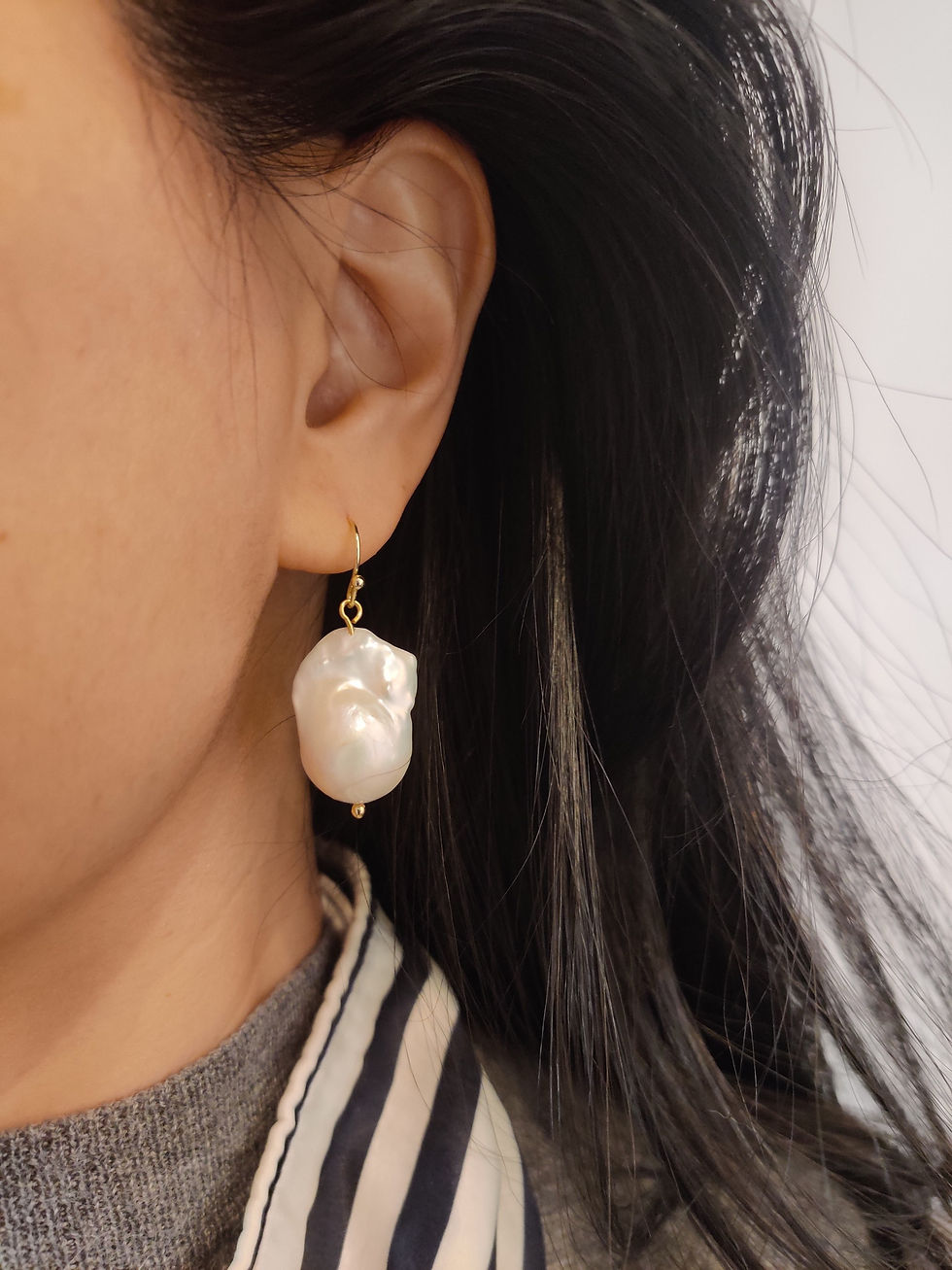 Thumbnail: Natural Baroque Pearl Earrings | 25mm x 20mm Pearl size 