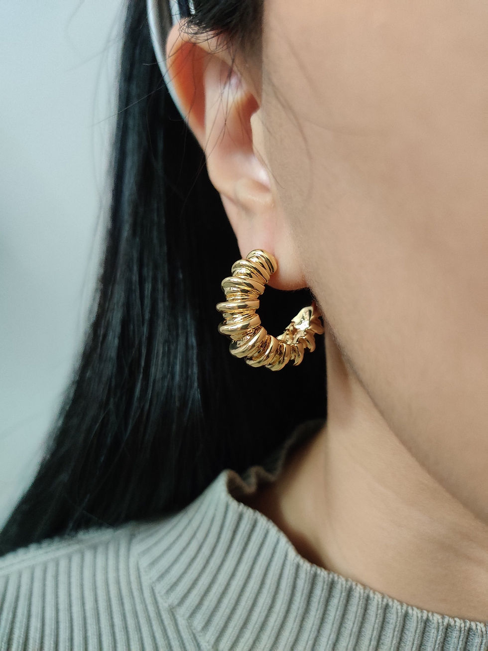Thumbnail: Croissant Hoops | Thick Hoop Earrings | 18K Gold Filled 