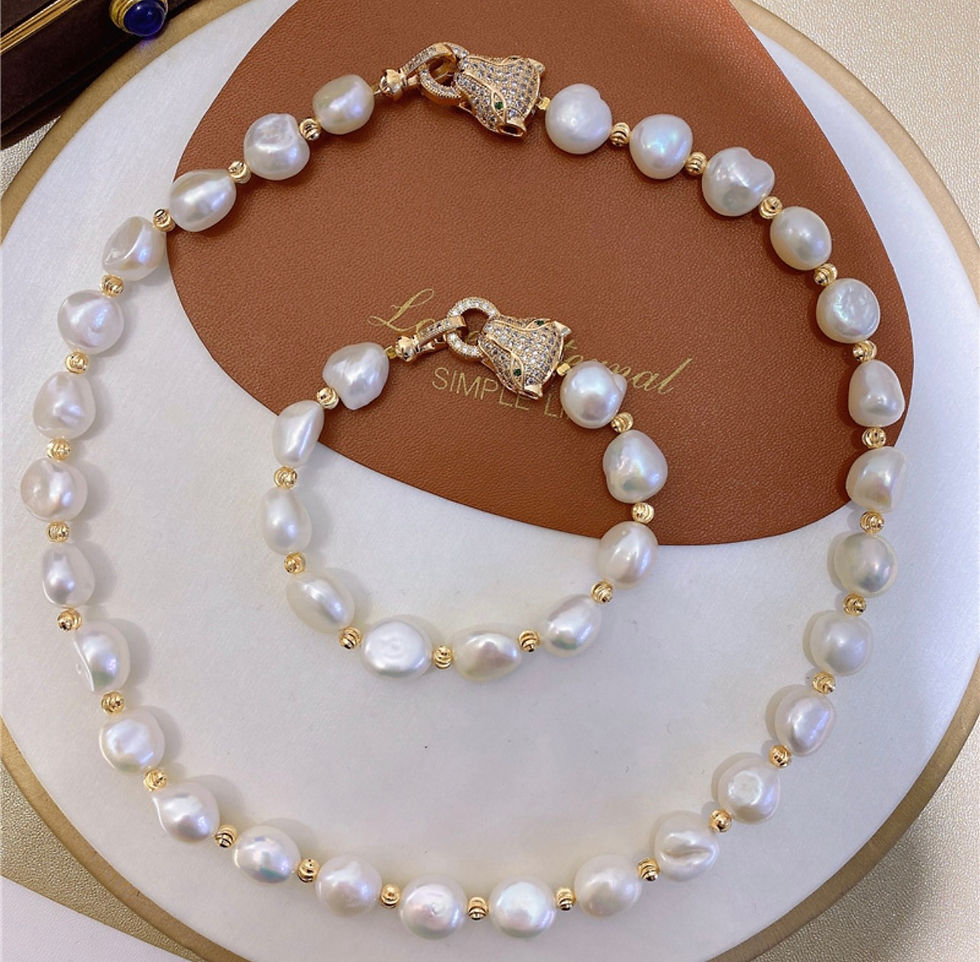 Natural Pearl Necklace and Bracelet