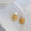 Thumbnail: Gold Coin with Genuine Square Pearl Stud Earrings 