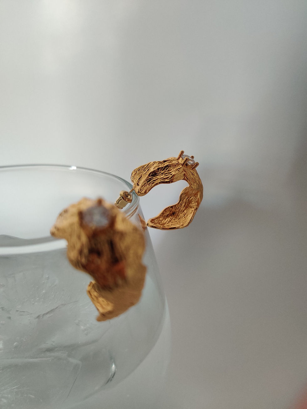 Thumbnail: Chunky Hammered Sparkly Hoop Earrings 