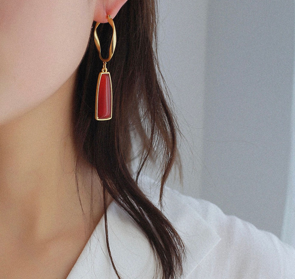 Thumbnail: Natural Red Onyx Earrings 