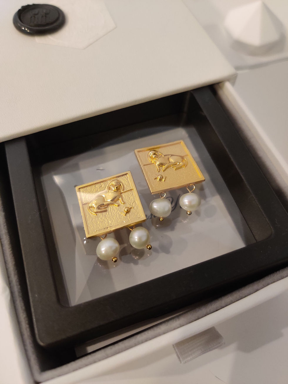 Thumbnail: My Dog Is Awesome Pearl Stud Earrings 