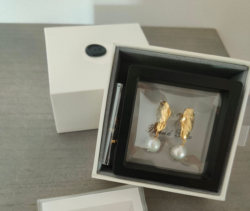 Thumbnail: Hammered Gold Genuine Pearl Earrings 