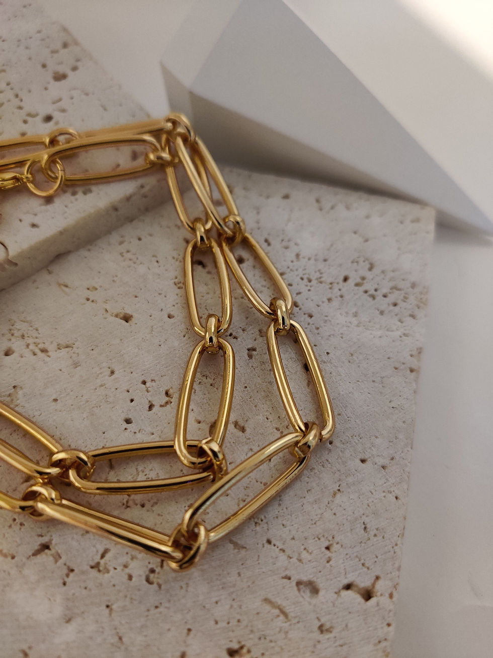 Thumbnail: Gold Thick Paperclip Chain | 18”+2” extender Length | 